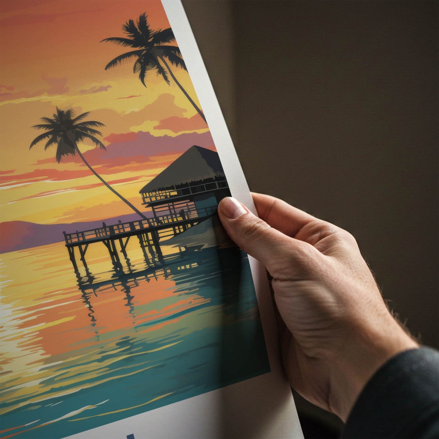 Nadi Poster - Fiji Travel Art - Tropical Sunset Pier Home Decor