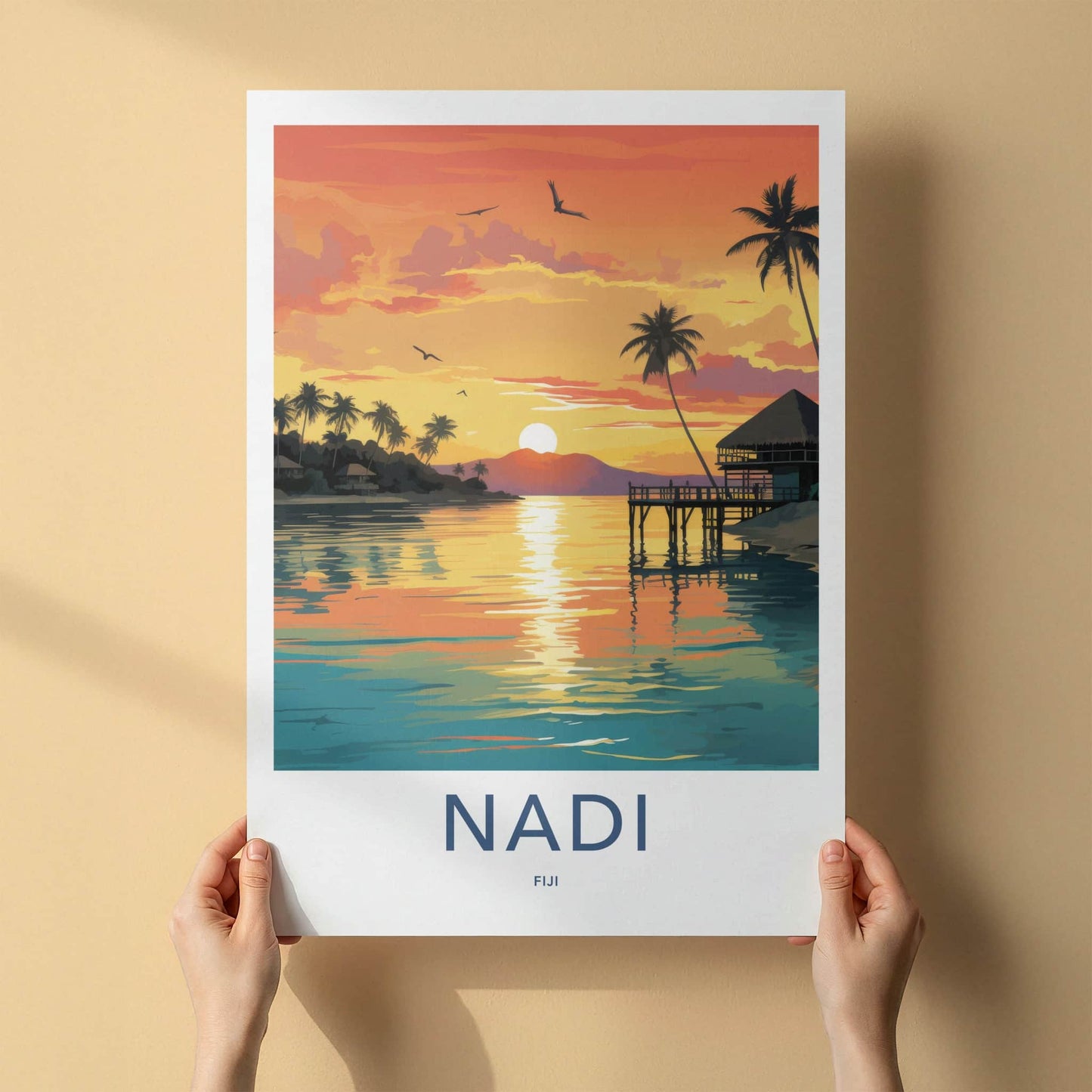 Nadi Poster - Fiji Travel Art - Tropical Sunset Pier Home Decor