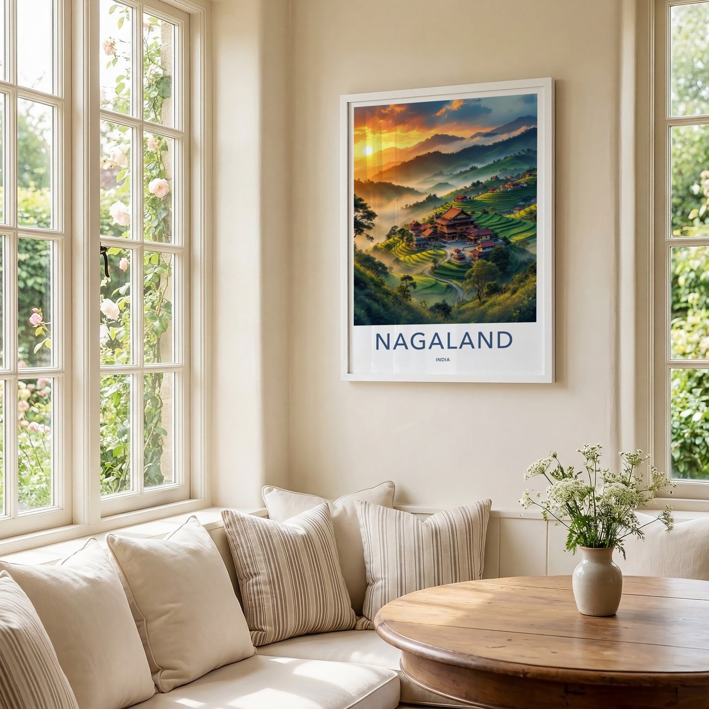 Nagaland Poster - India Art Print - Misty Mountain Valley Village Gift