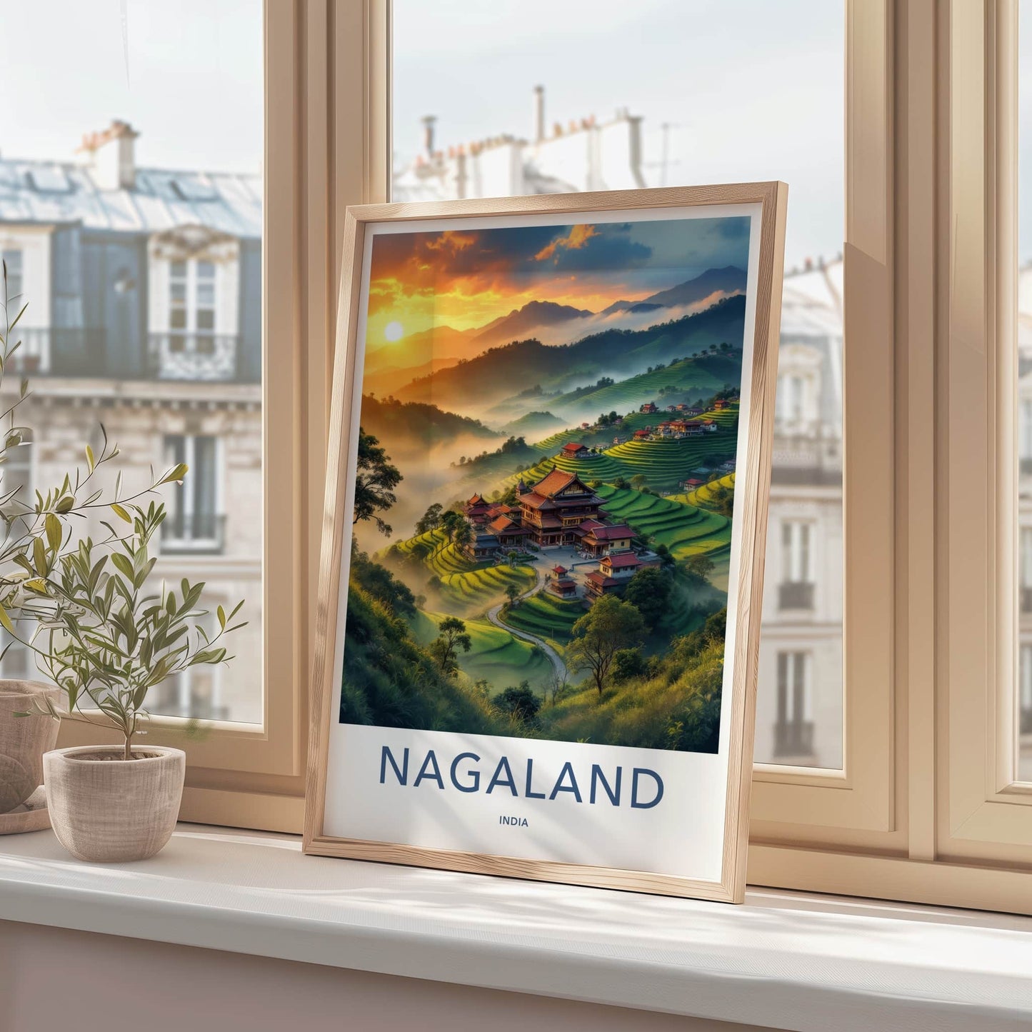 Nagaland Poster - India Art Print - Misty Mountain Valley Village Gift