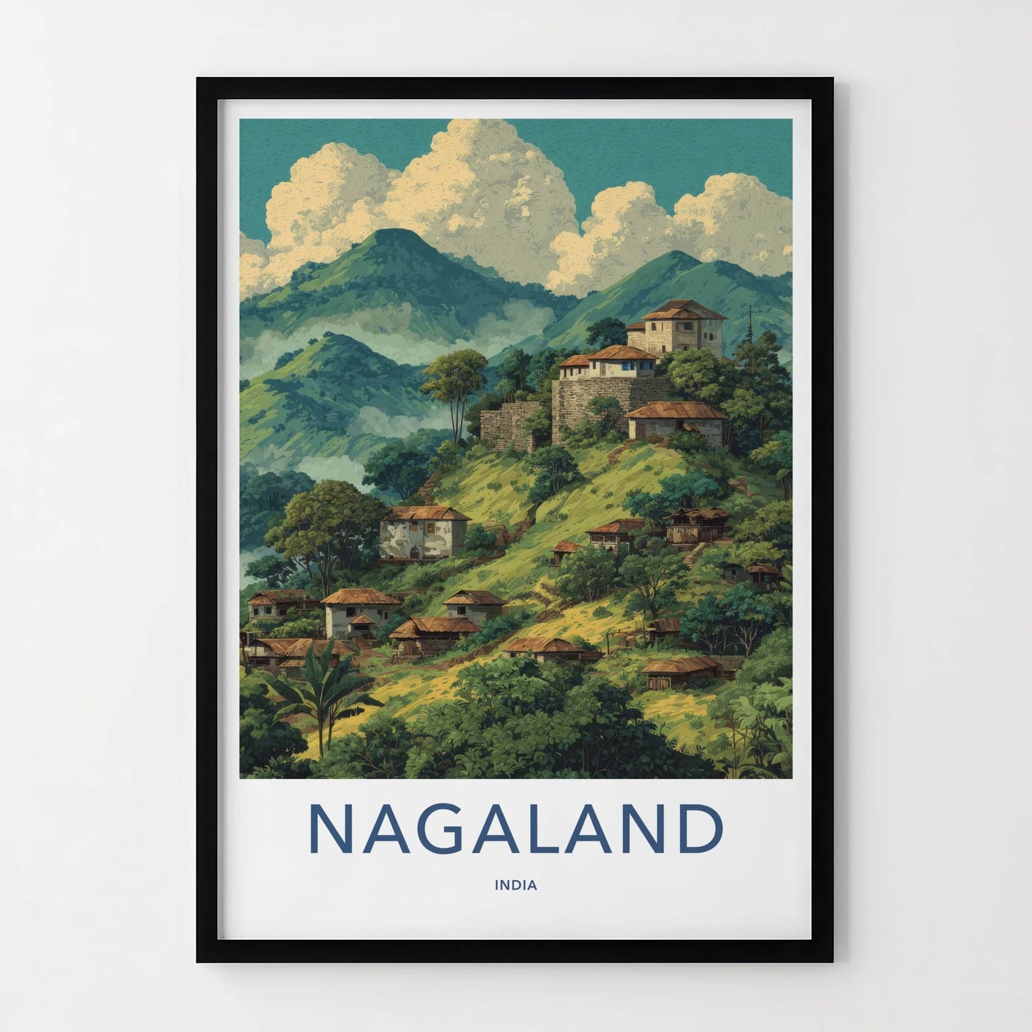 Nagaland Poster - India Lush Green Huts Gallery Art