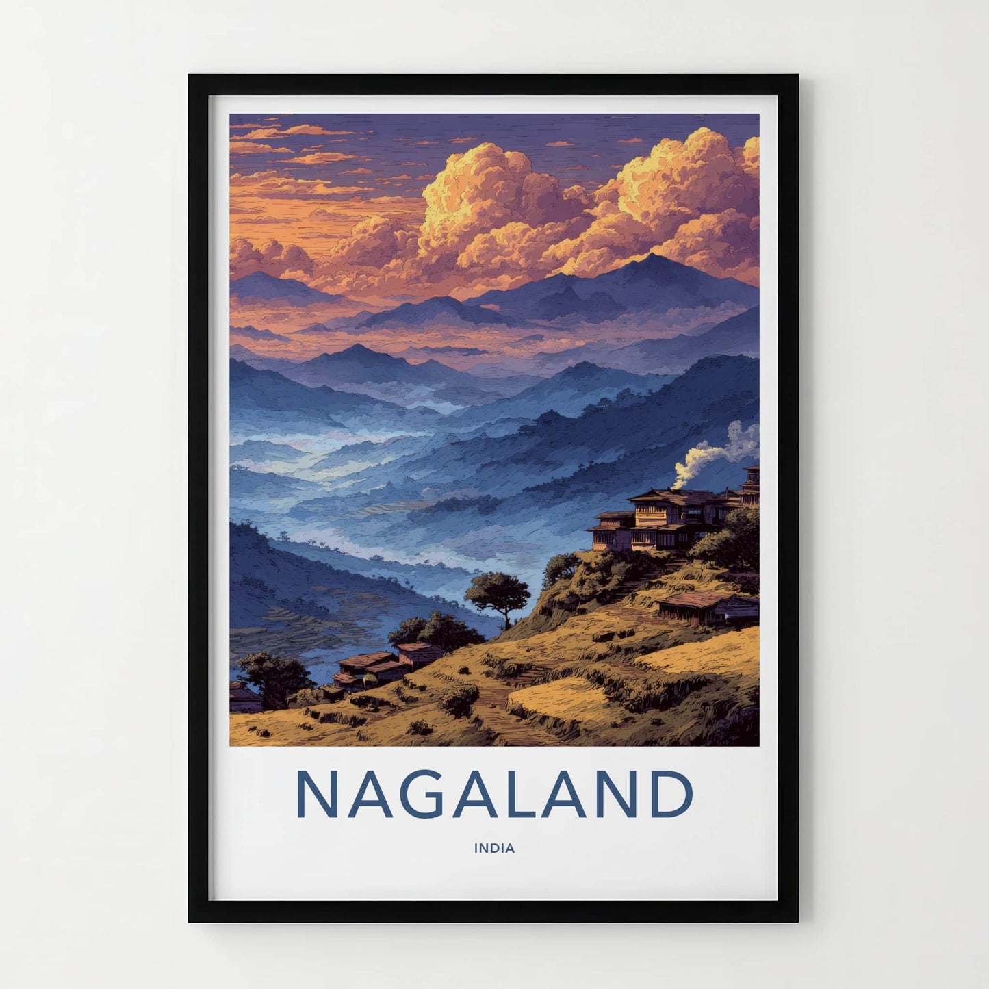 Nagaland Poster - India Travel Art - Misty Mountain Villages Home Decor