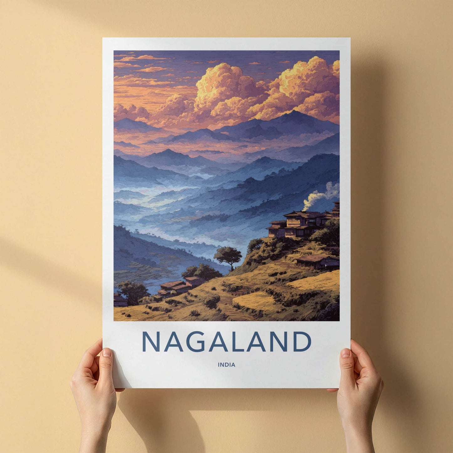 Nagaland Poster - India Travel Art - Misty Mountain Villages Home Decor