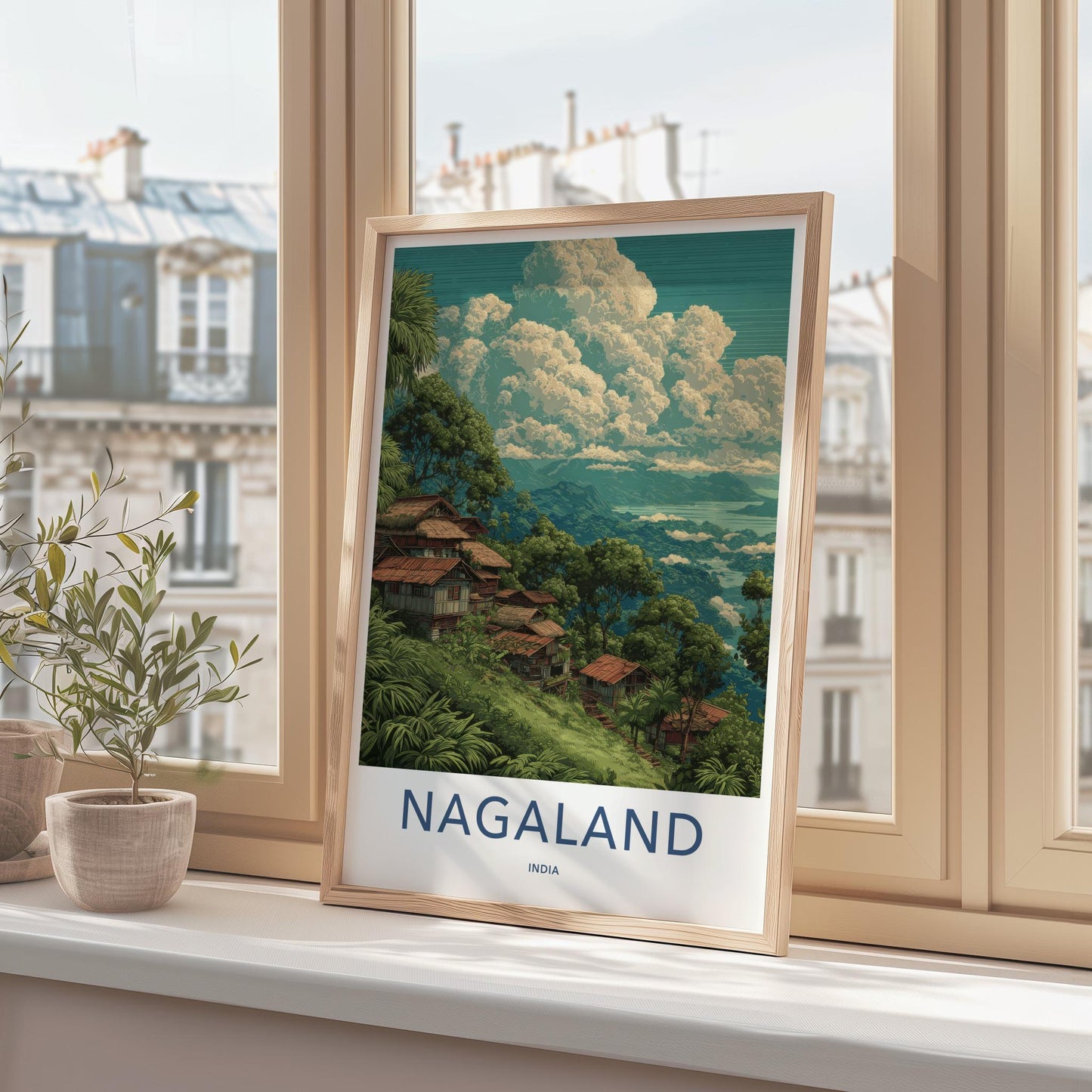 Nagaland Poster - India Travel Art - Nagaland Hillside Village Home Decor
