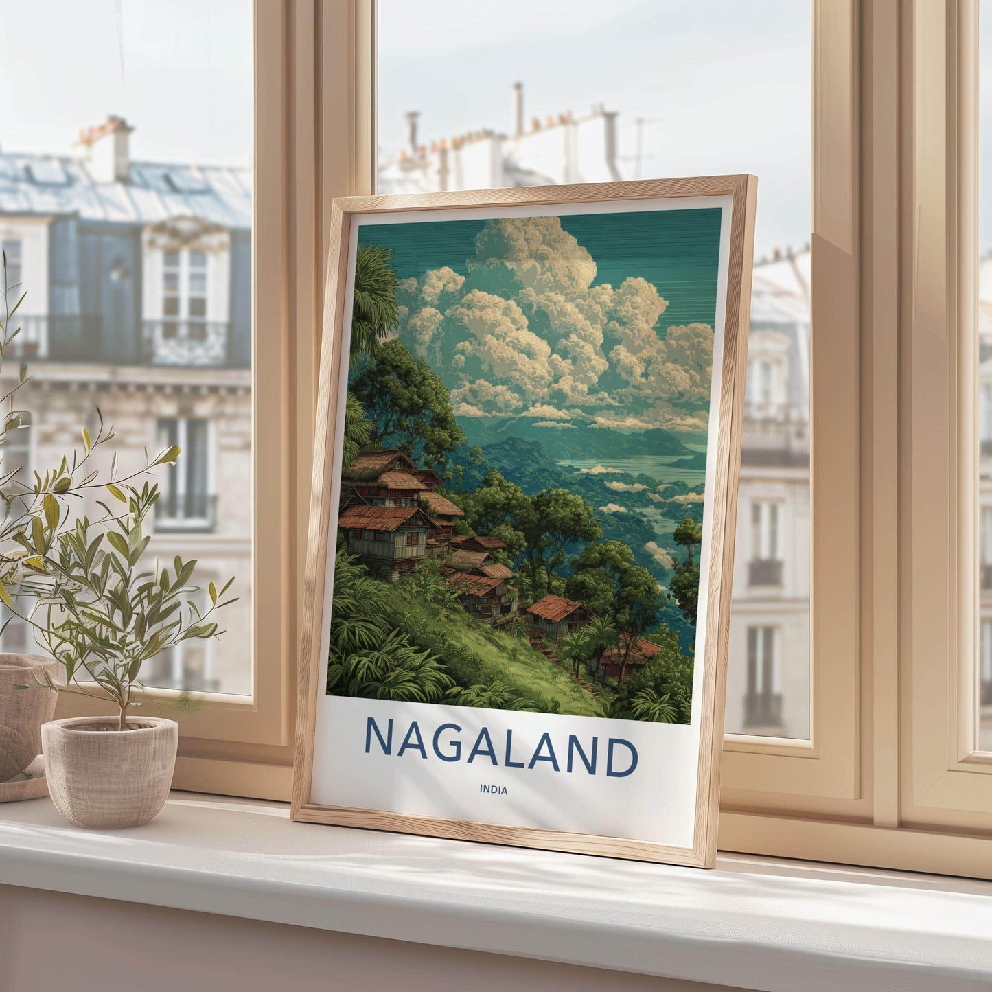 Nagaland Poster - India Travel Art - Nagaland Hillside Village Home Decor