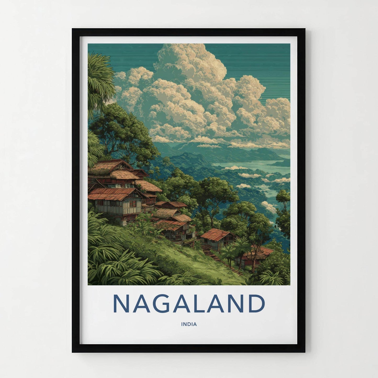 Nagaland Poster - India Travel Art - Nagaland Hillside Village Home Decor