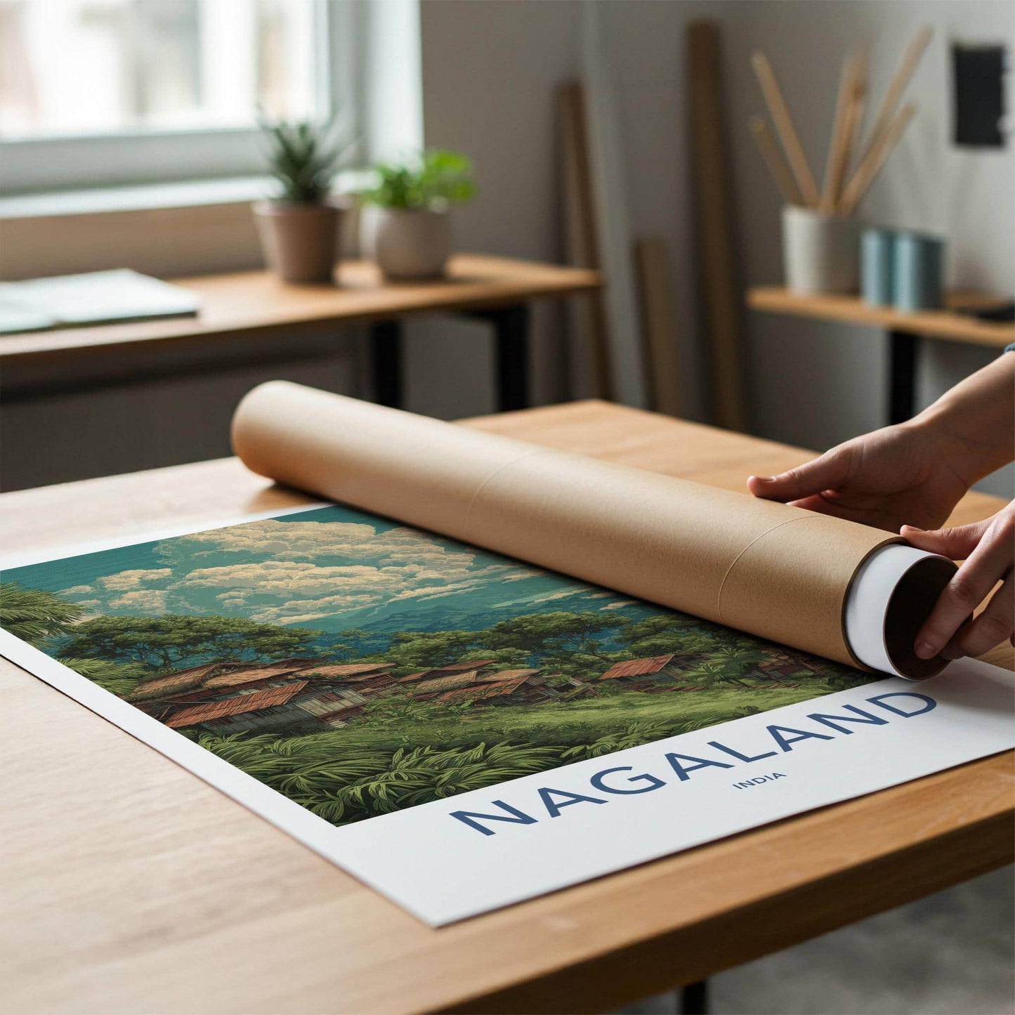 Nagaland Poster - India Travel Art - Nagaland Hillside Village Home Decor