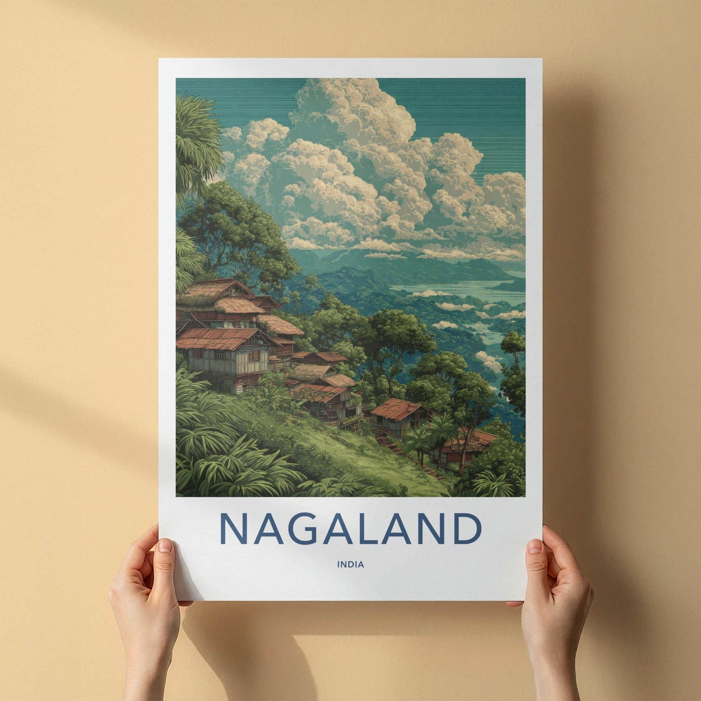 Nagaland Poster - India Travel Art - Nagaland Hillside Village Home Decor