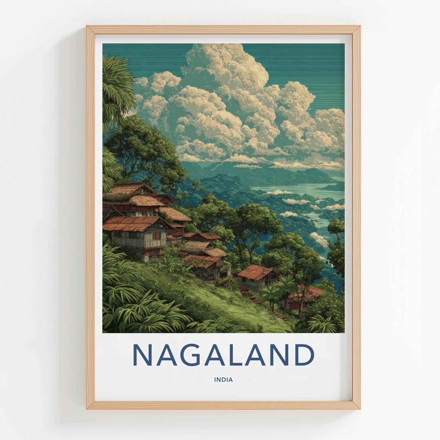 Nagaland Poster - India Travel Art - Nagaland Hillside Village Home Decor