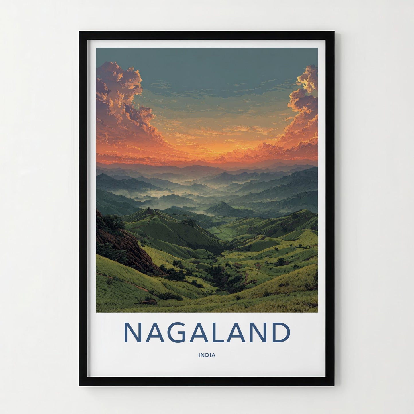 Nagaland Poster - India Travel Art - Nagaland Misty Mountains Home Decor