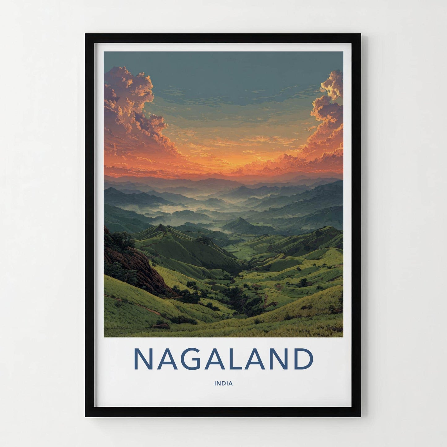 Nagaland Poster - India Travel Art - Nagaland Misty Mountains Home Decor