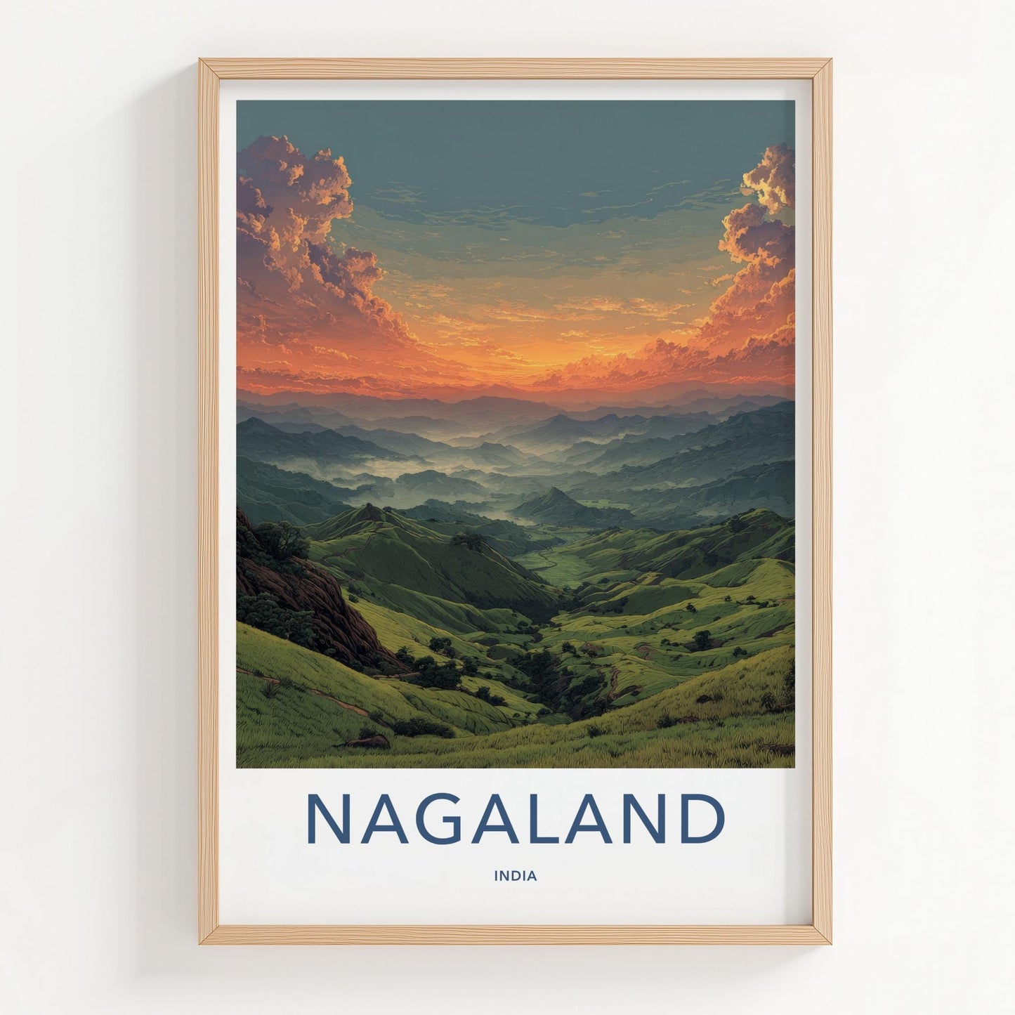 Nagaland Poster - India Travel Art - Nagaland Misty Mountains Home Decor