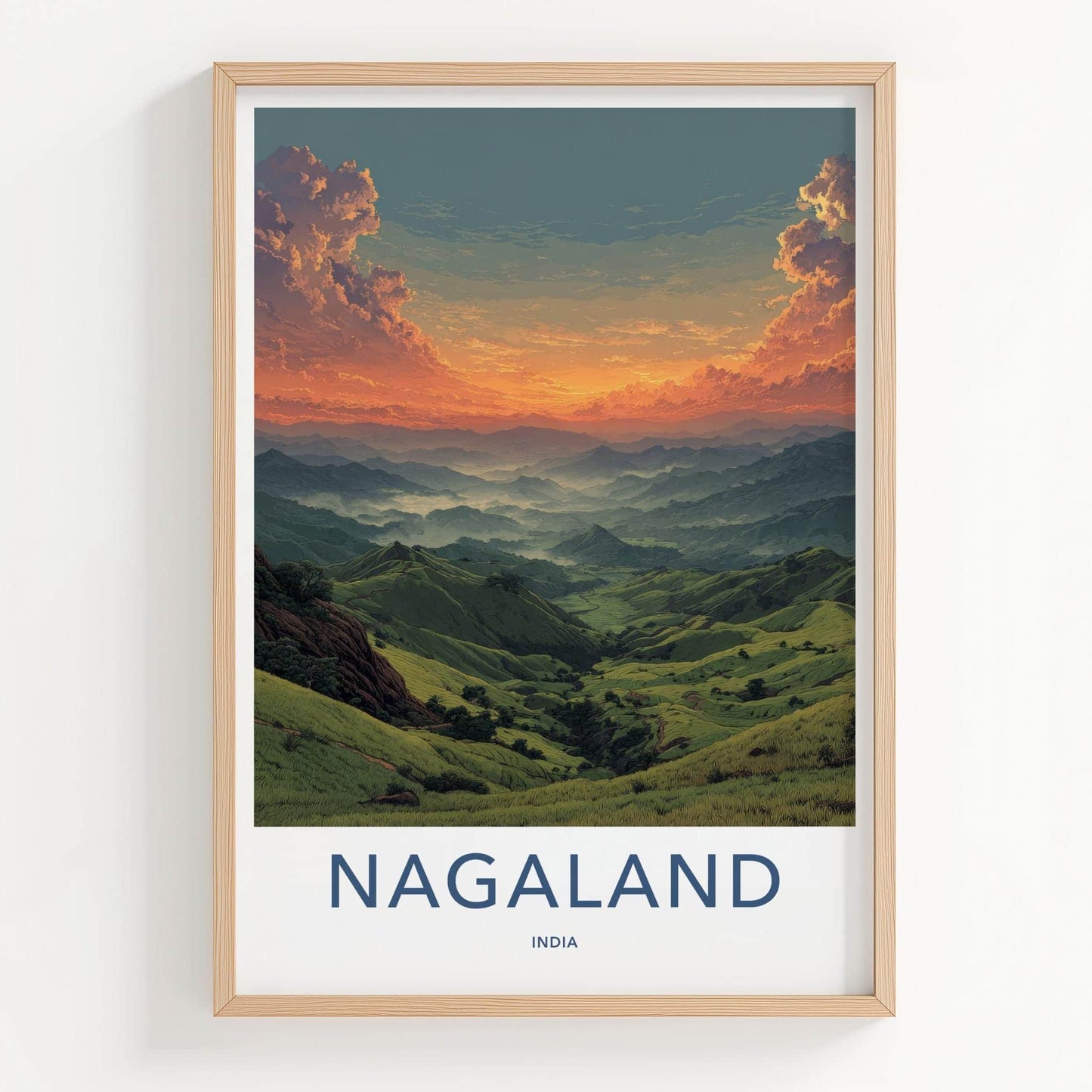Nagaland Poster - India Travel Art - Nagaland Misty Mountains Home Decor
