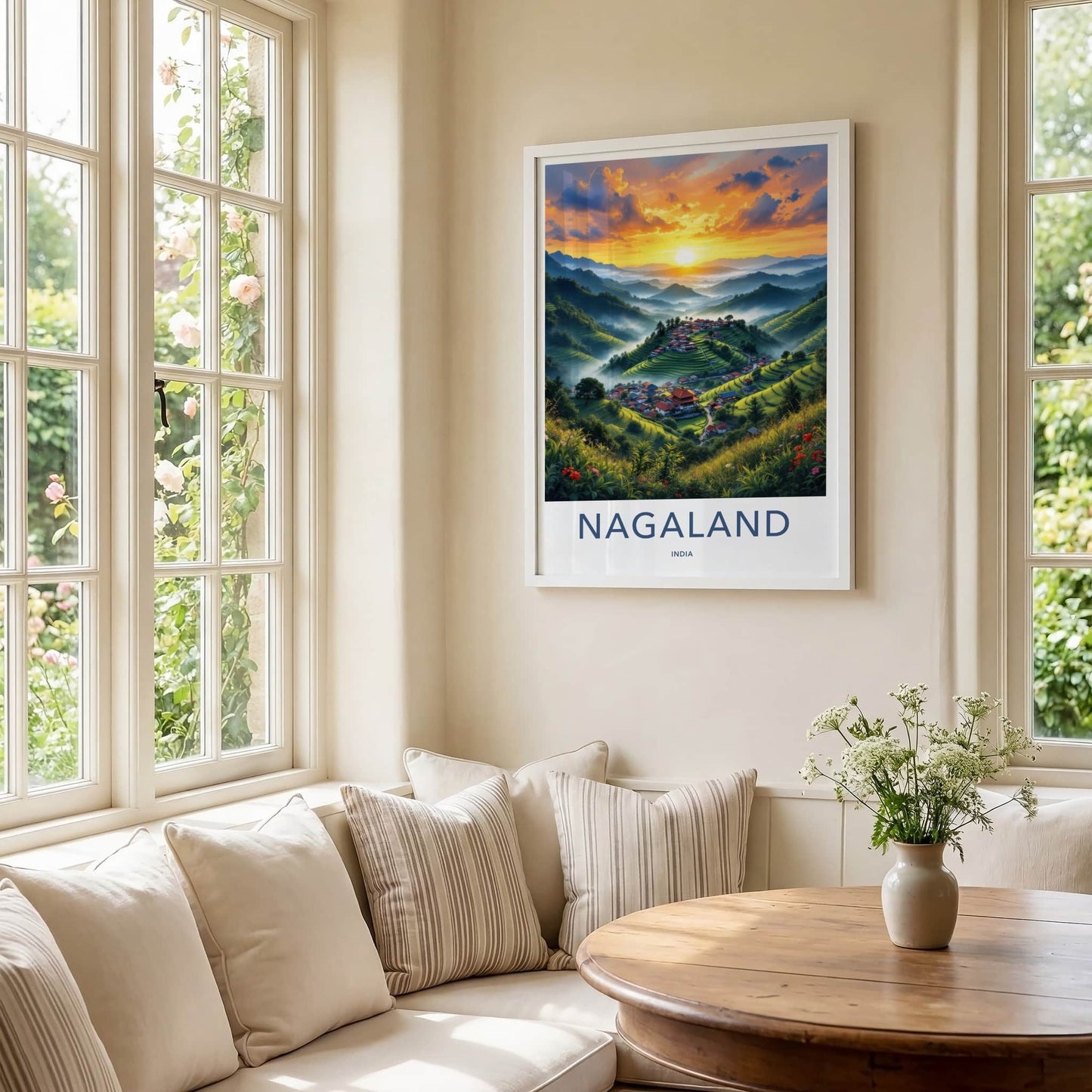 Nagaland Poster - India Travel Art - Terraced Asian Village Home Decor