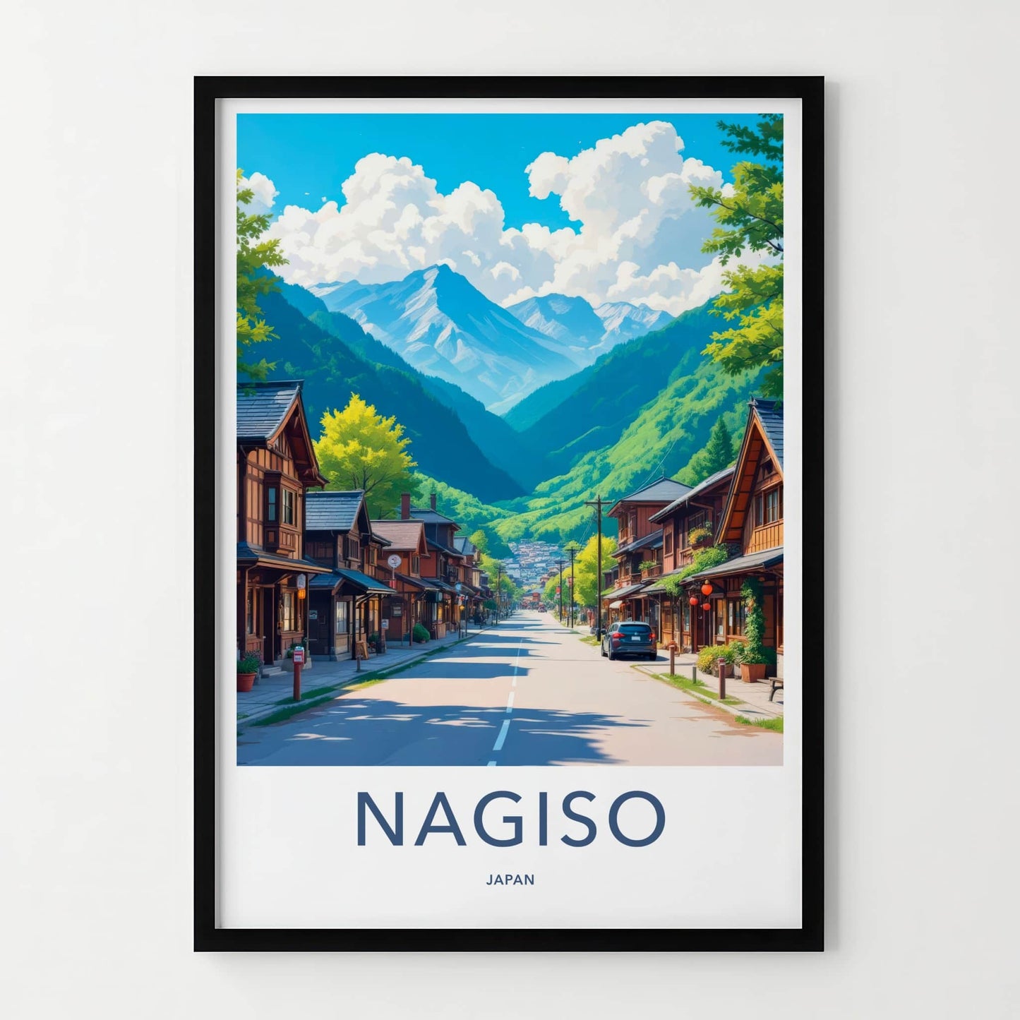 Nagiso Poster - Japan Travel Art - Mountain Valley Town Home Decor