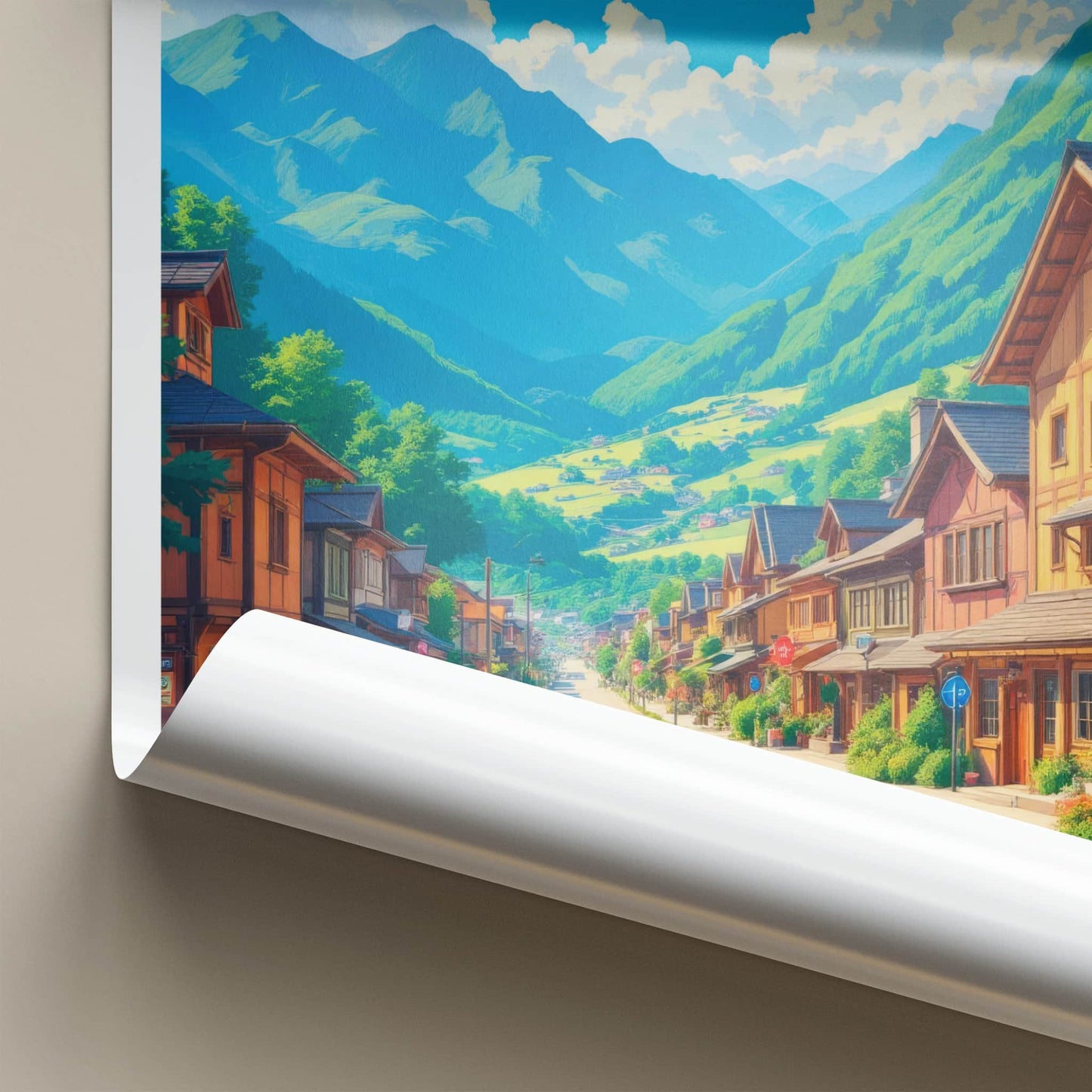 Nagiso Poster - Japan Wall Art - Mountain Village Street Wall Decor