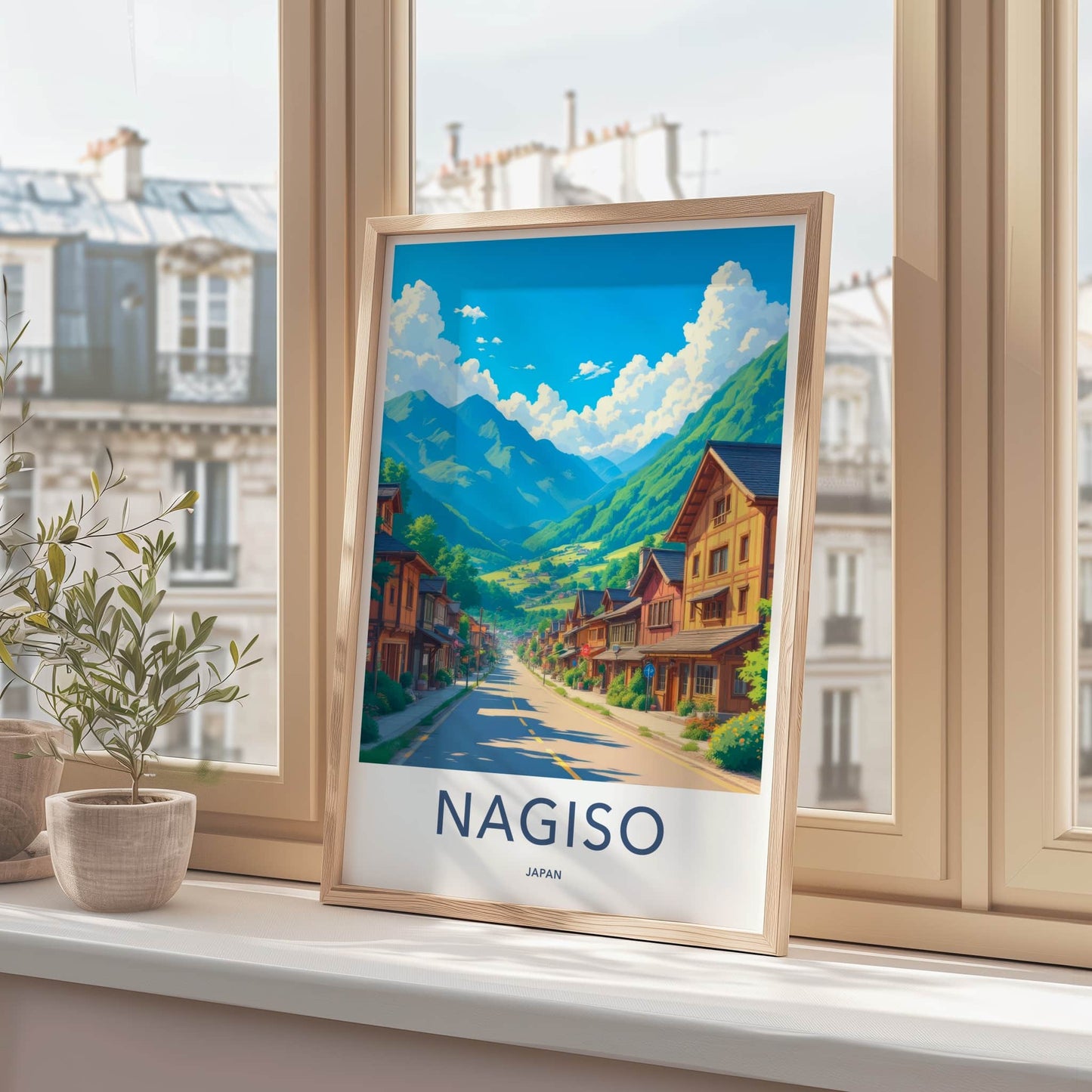 Nagiso Poster - Japan Wall Art - Mountain Village Street Wall Decor