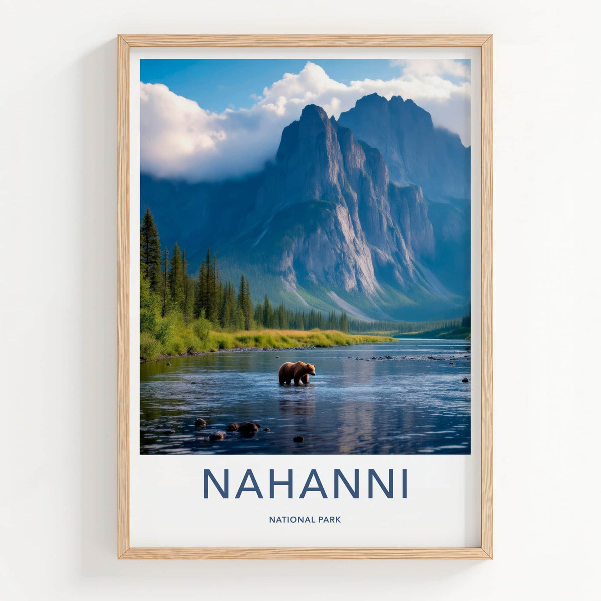 Nahanni National Park Poster - Canada Travel Art - Grizzly Mountain River Home Decor