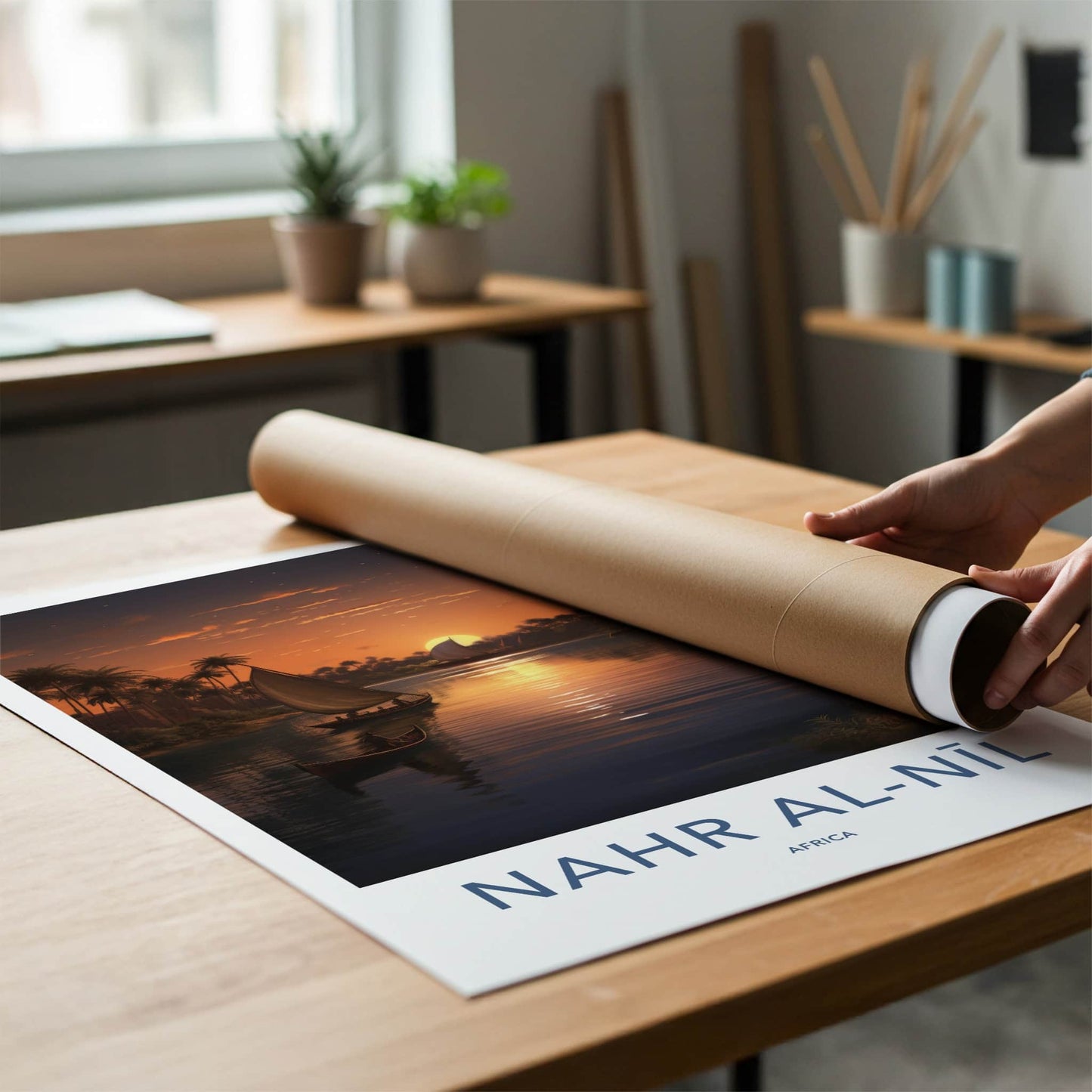 Nahr Al-Nil Poster - Africa Travel Art - River Sunset Boats Home Decor