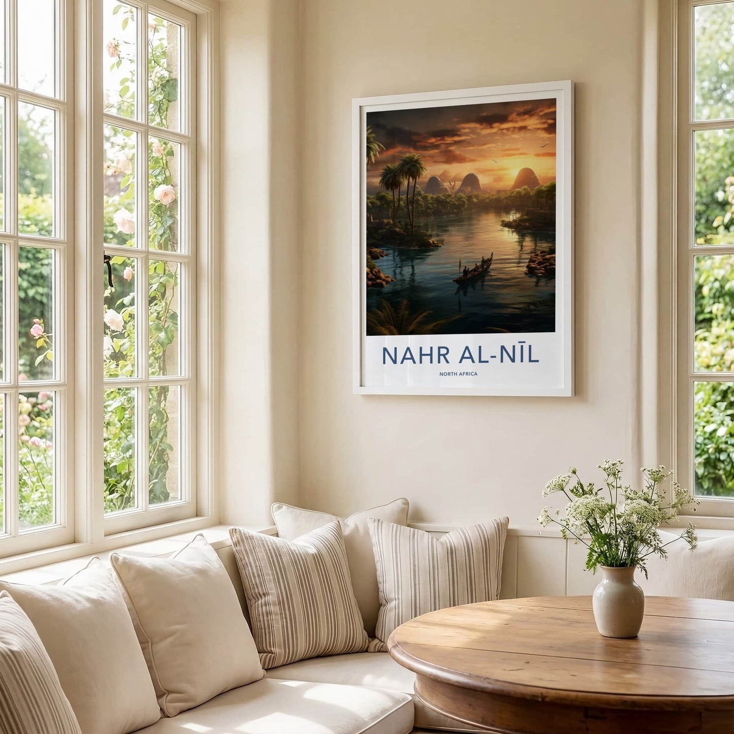 Nahr Al-Nil Poster - Egypt Travel Art - Golden River Sunset Home Decor
