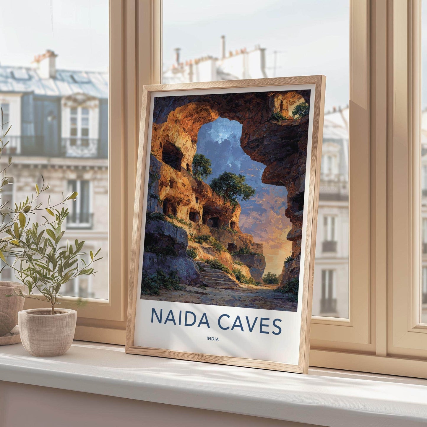 Naida Caves Poster - India Fine Art - Diu Sunlit Rock Caverns Home Art