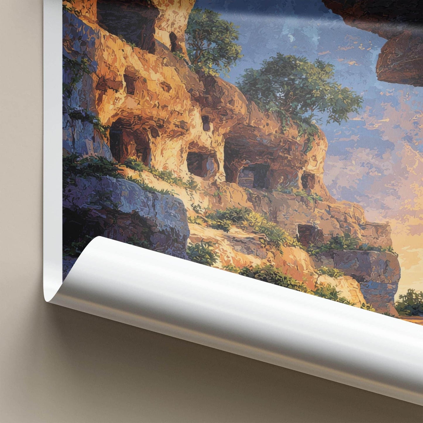 Naida Caves Poster - India Fine Art - Diu Sunlit Rock Caverns Home Art