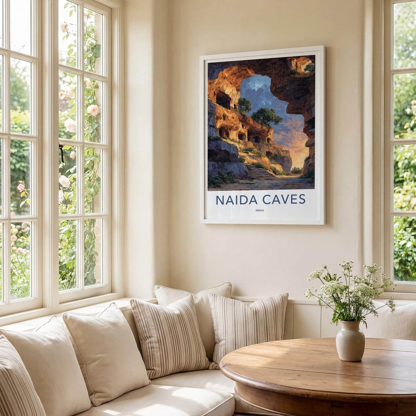 Naida Caves Poster - India Fine Art - Diu Sunlit Rock Caverns Home Art