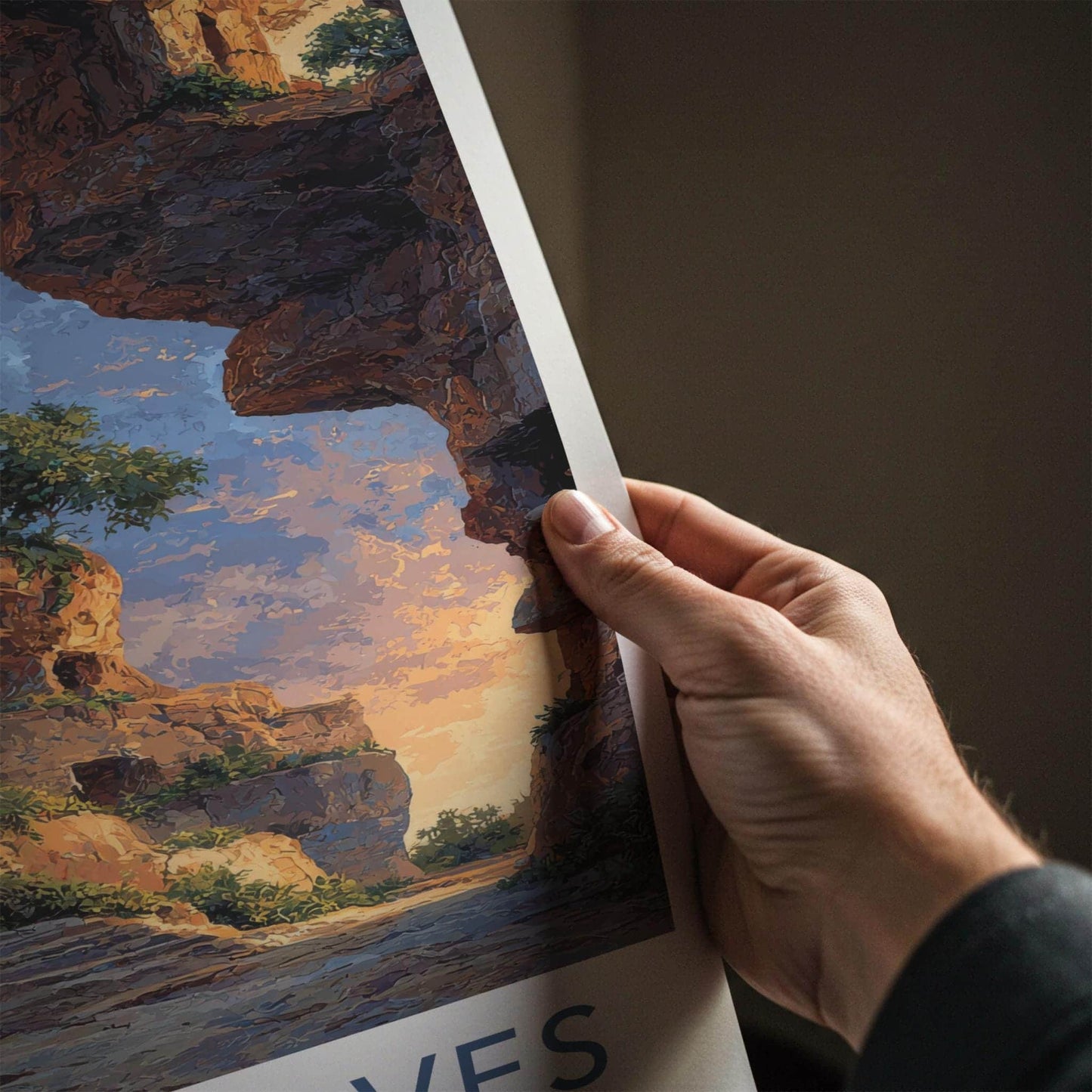 Naida Caves Poster - India Fine Art - Diu Sunlit Rock Caverns Home Art