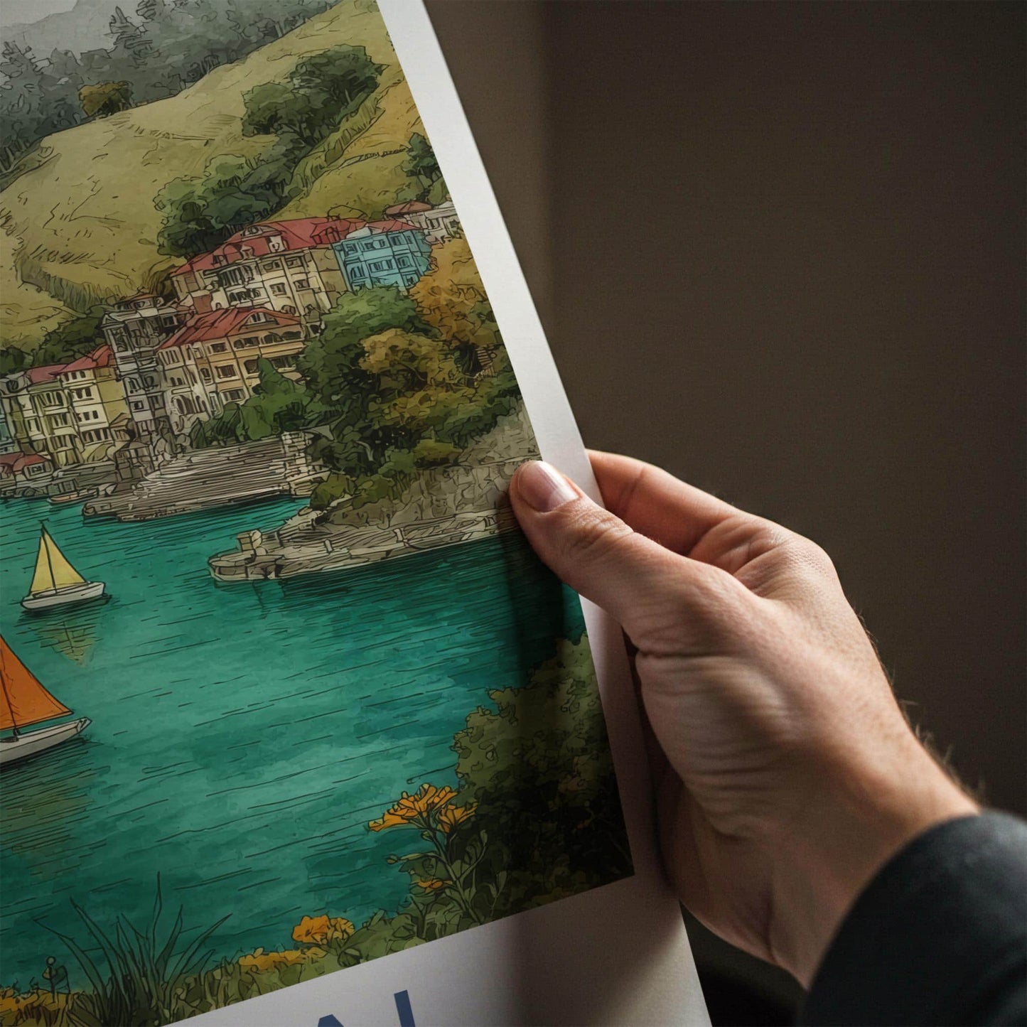 Nainital Poster - India Wall Art - Uttarakhand Mountain Lake Home Decor