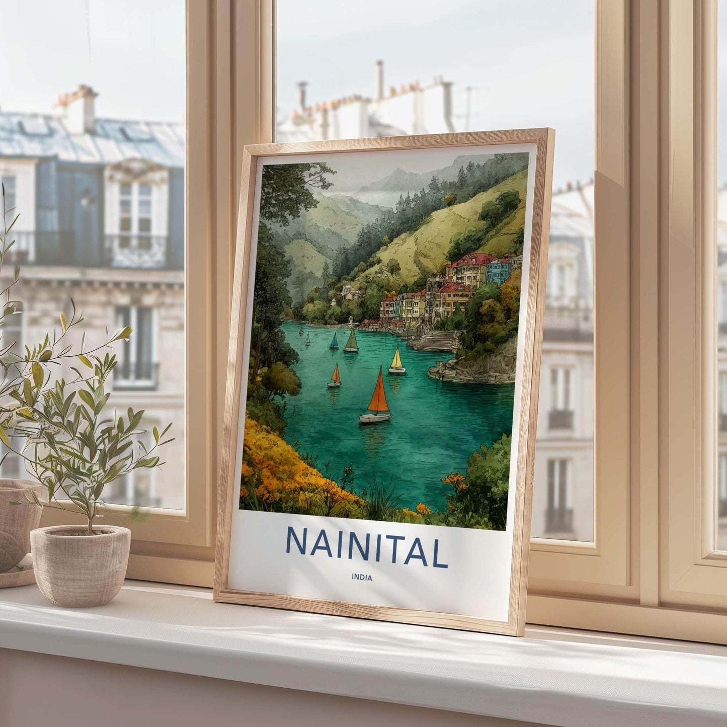 Nainital Poster - India Wall Art - Uttarakhand Mountain Lake Home Decor
