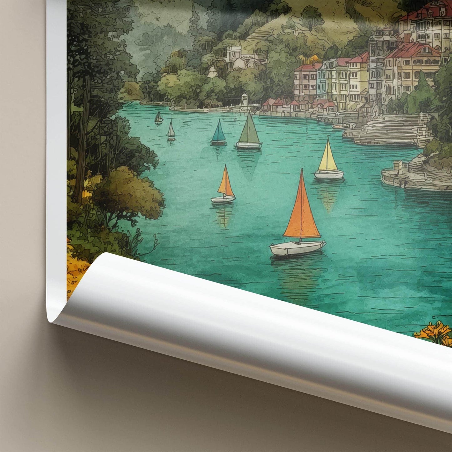 Nainital Poster - India Wall Art - Uttarakhand Mountain Lake Home Decor