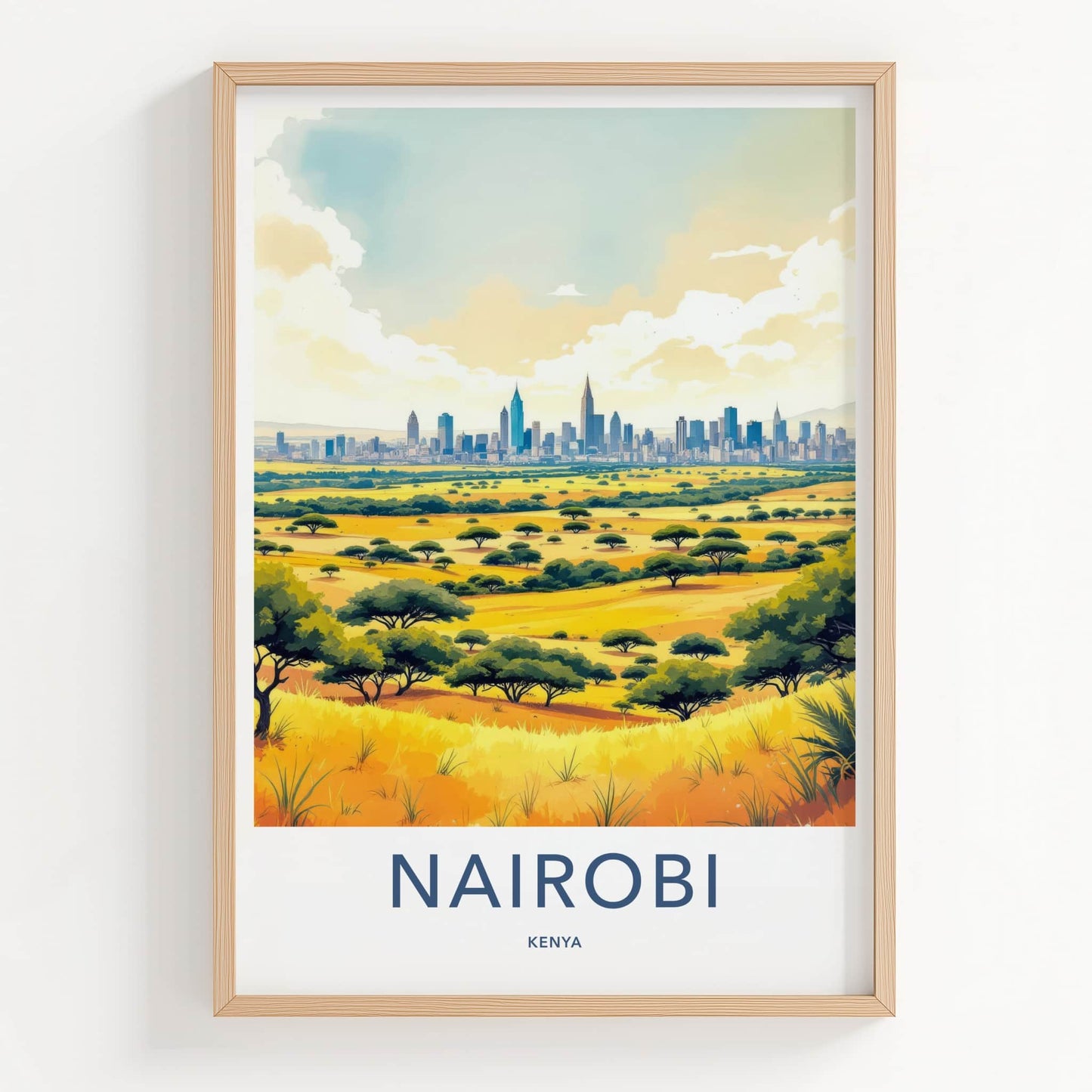 Nairobi Poster - Kenya Framed Art - City Savanna View Lounge Decor