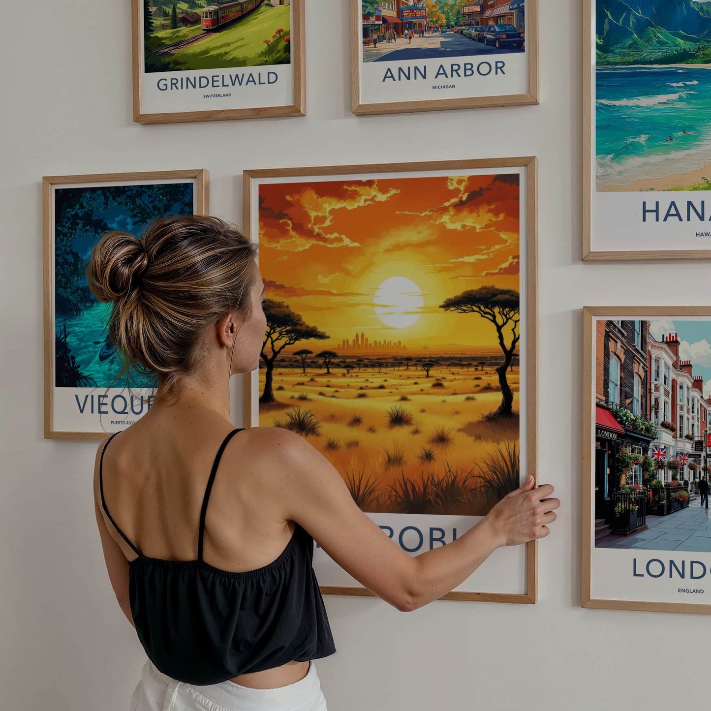 Nairobi Poster - Kenya Travel Art - Golden savanna sunset Home Decor