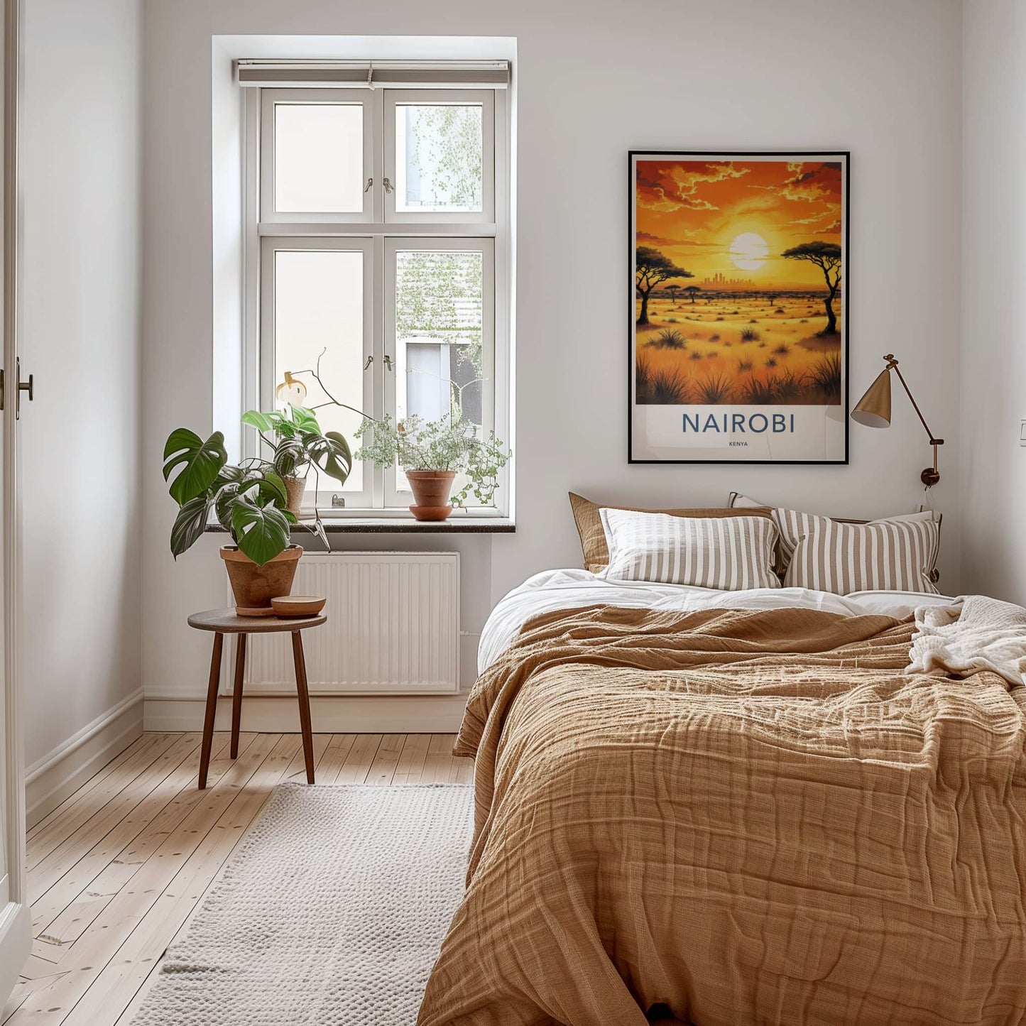 Nairobi Poster - Kenya Travel Art - Golden savanna sunset Home Decor