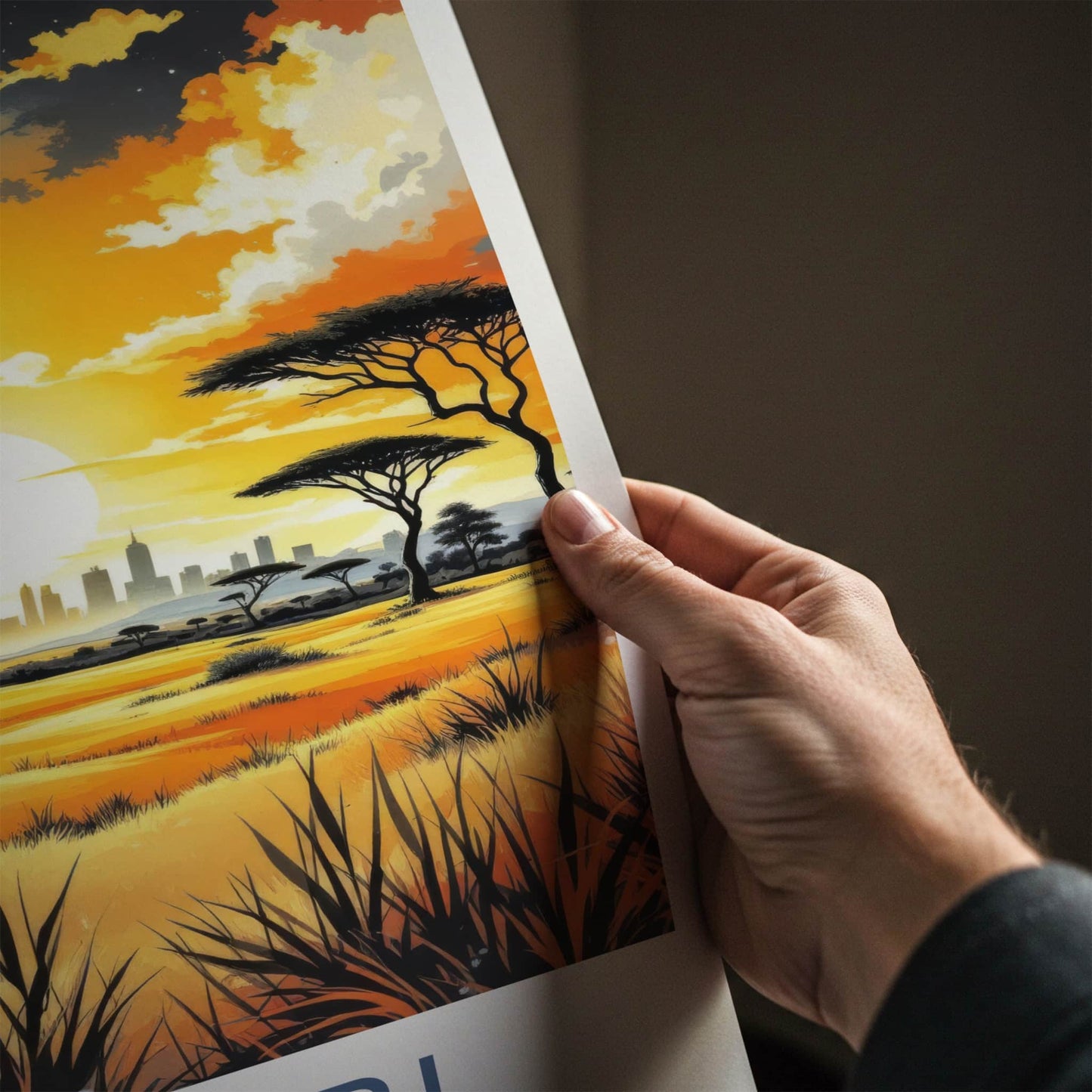 Nairobi Poster - Kenya Travel Art - Vibrant Sunset Horizon Wall Decor