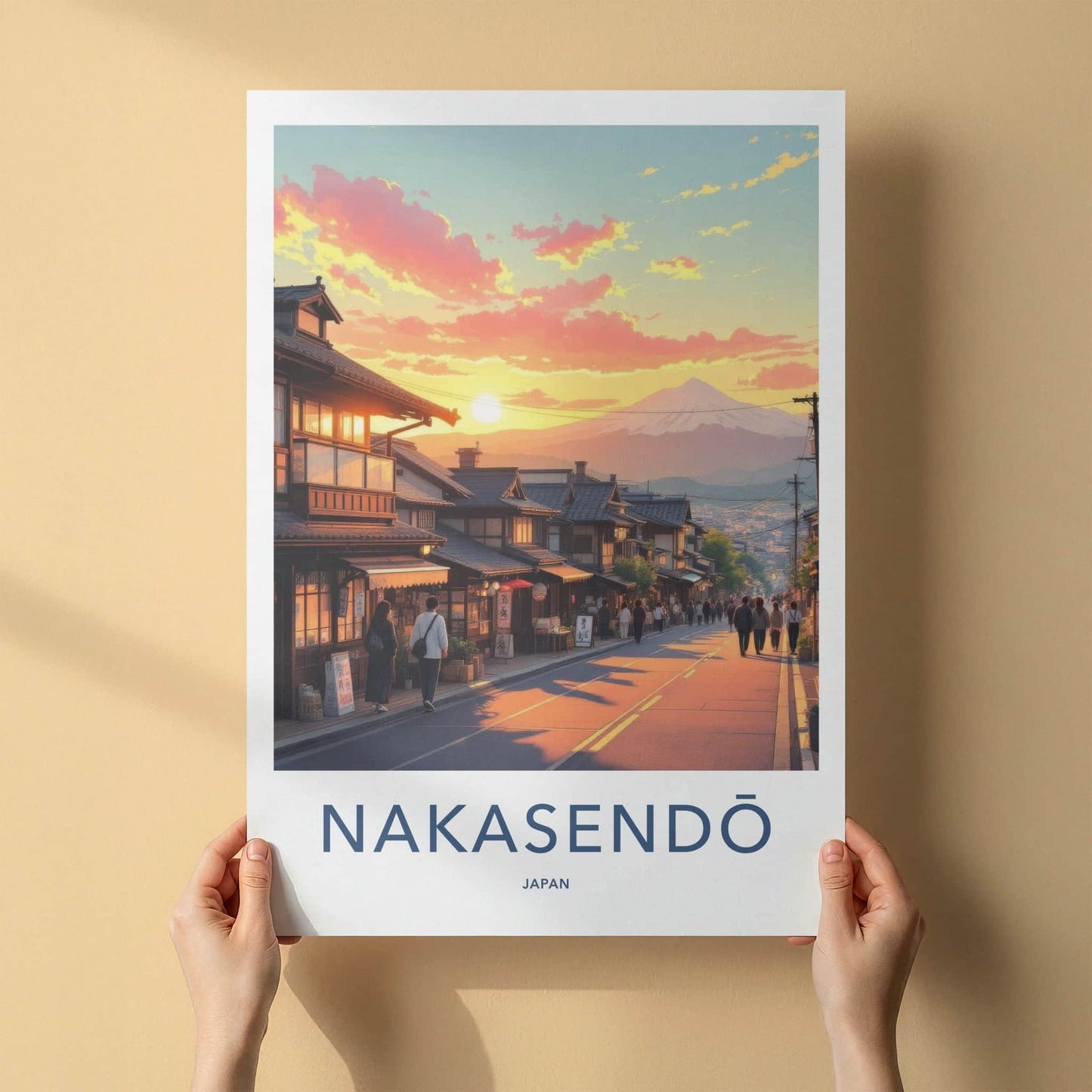 Nakasendo Poster - Japan Travel Art - Sunset Mountain Fuji Home Decor
