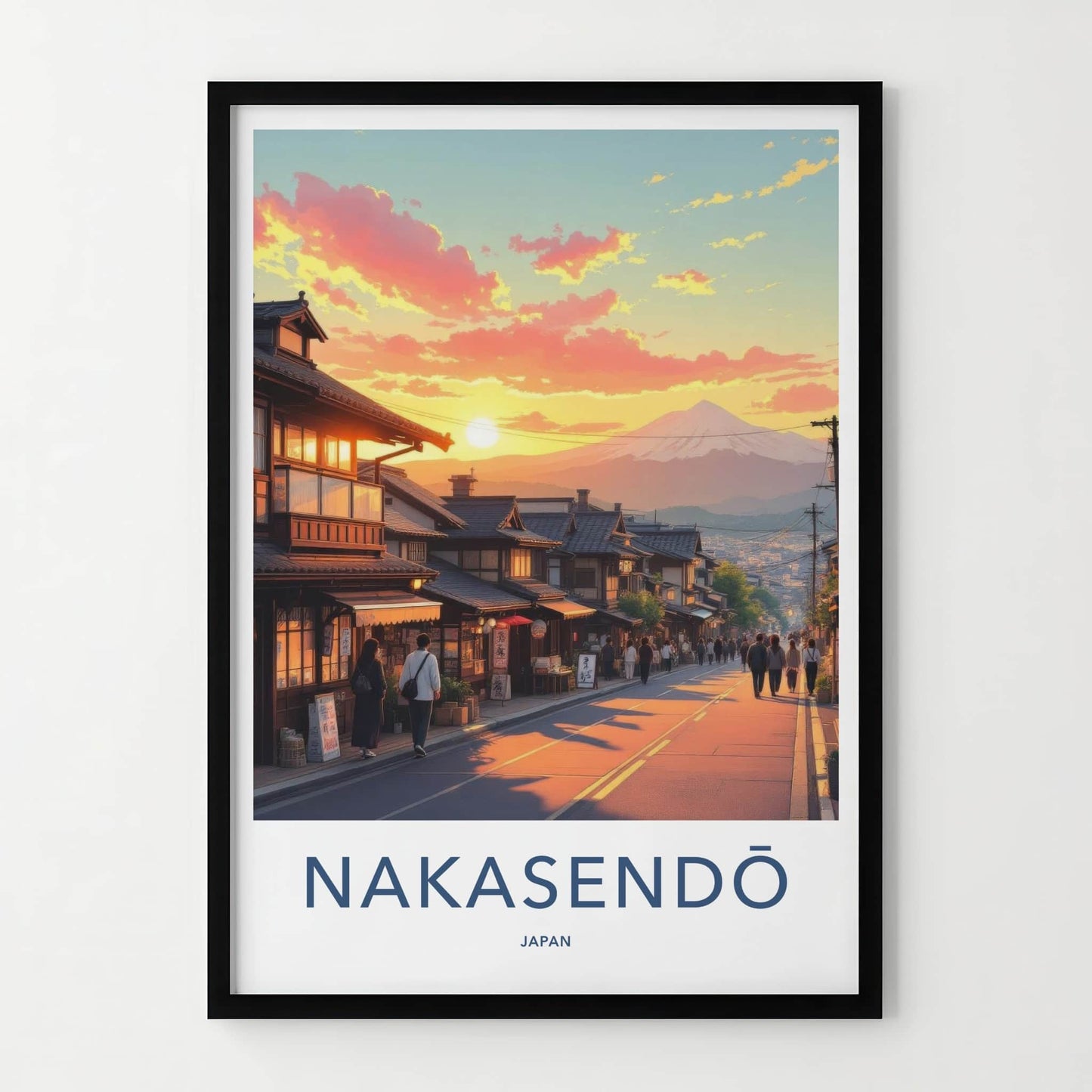 Nakasendo Poster - Japan Travel Art - Sunset Mountain Fuji Home Decor