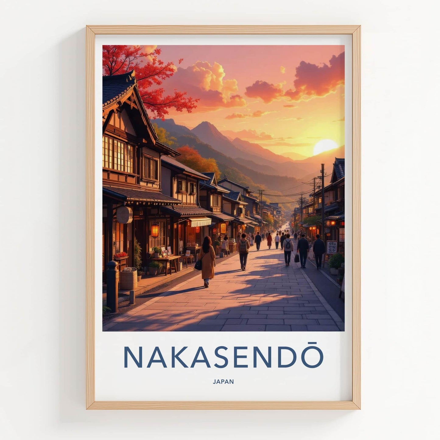 Nakasendo Poster - Japan Wall Art - Autumn Sunset Street Home Decor