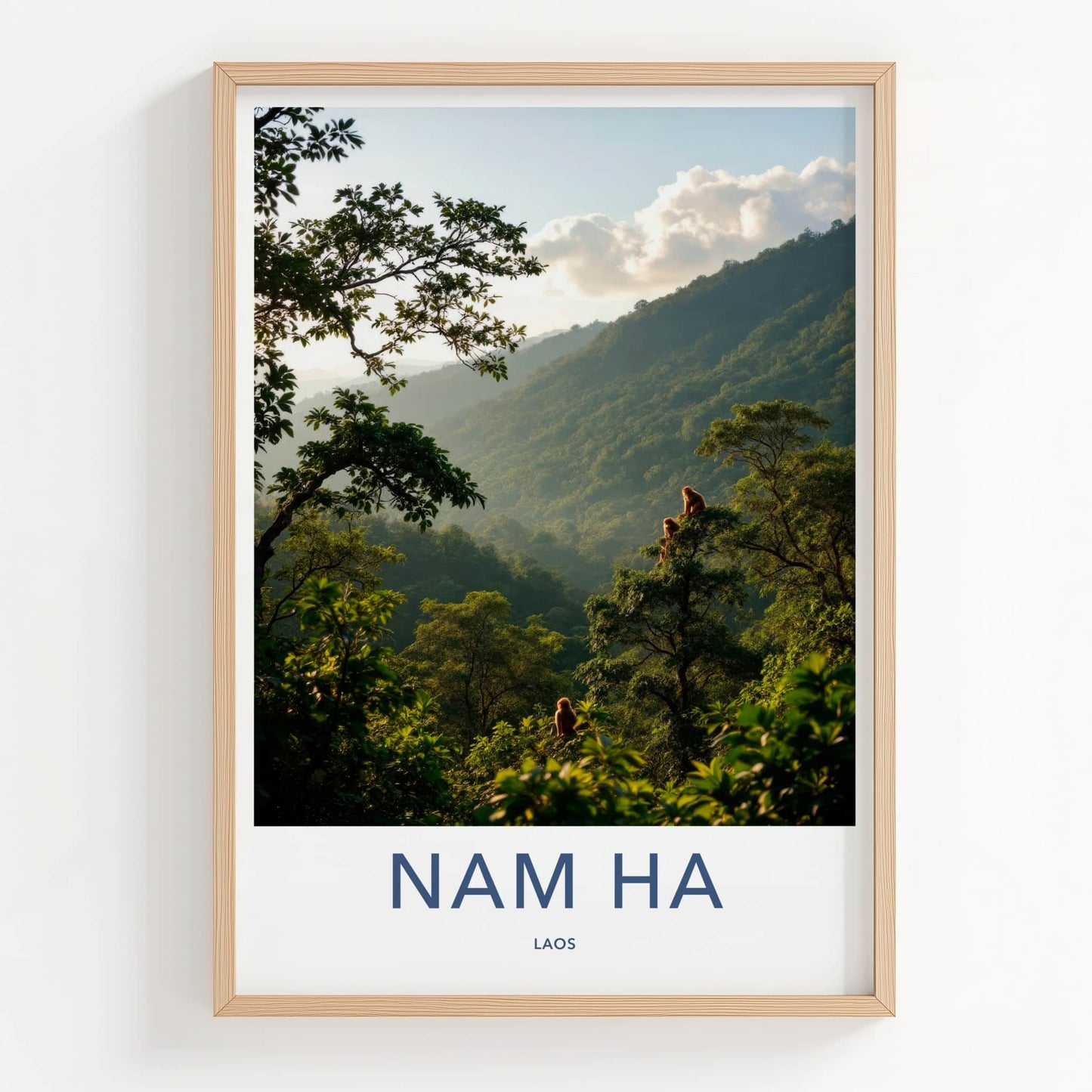 Nam Ha Poster - Laos Travel Art - Monkeys Mountain Haze Home Decor