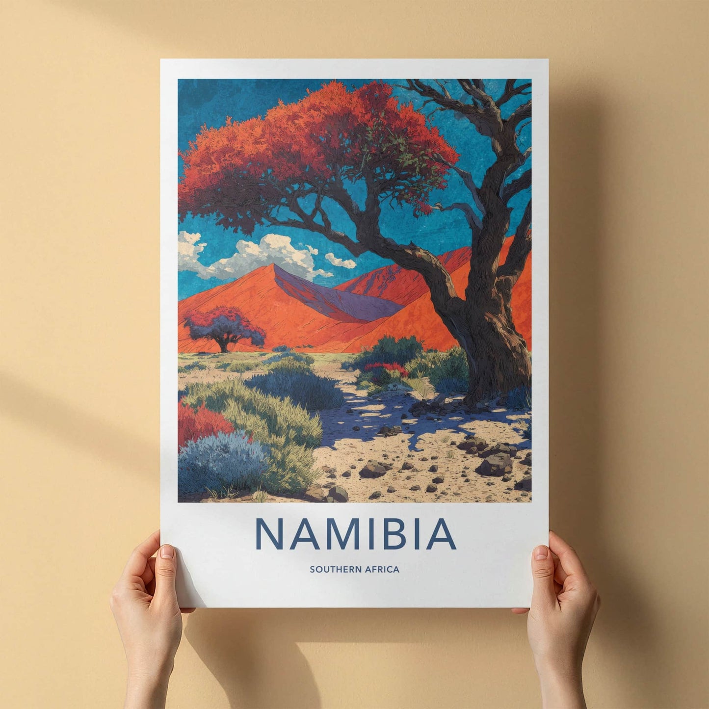 Namibia Poster - Africa Travel Art - Striking Desert Landscape Home Decor