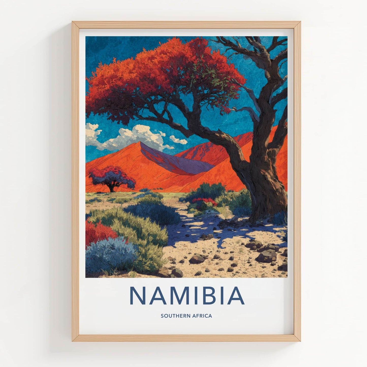 Namibia Poster - Africa Travel Art - Striking Desert Landscape Home Decor