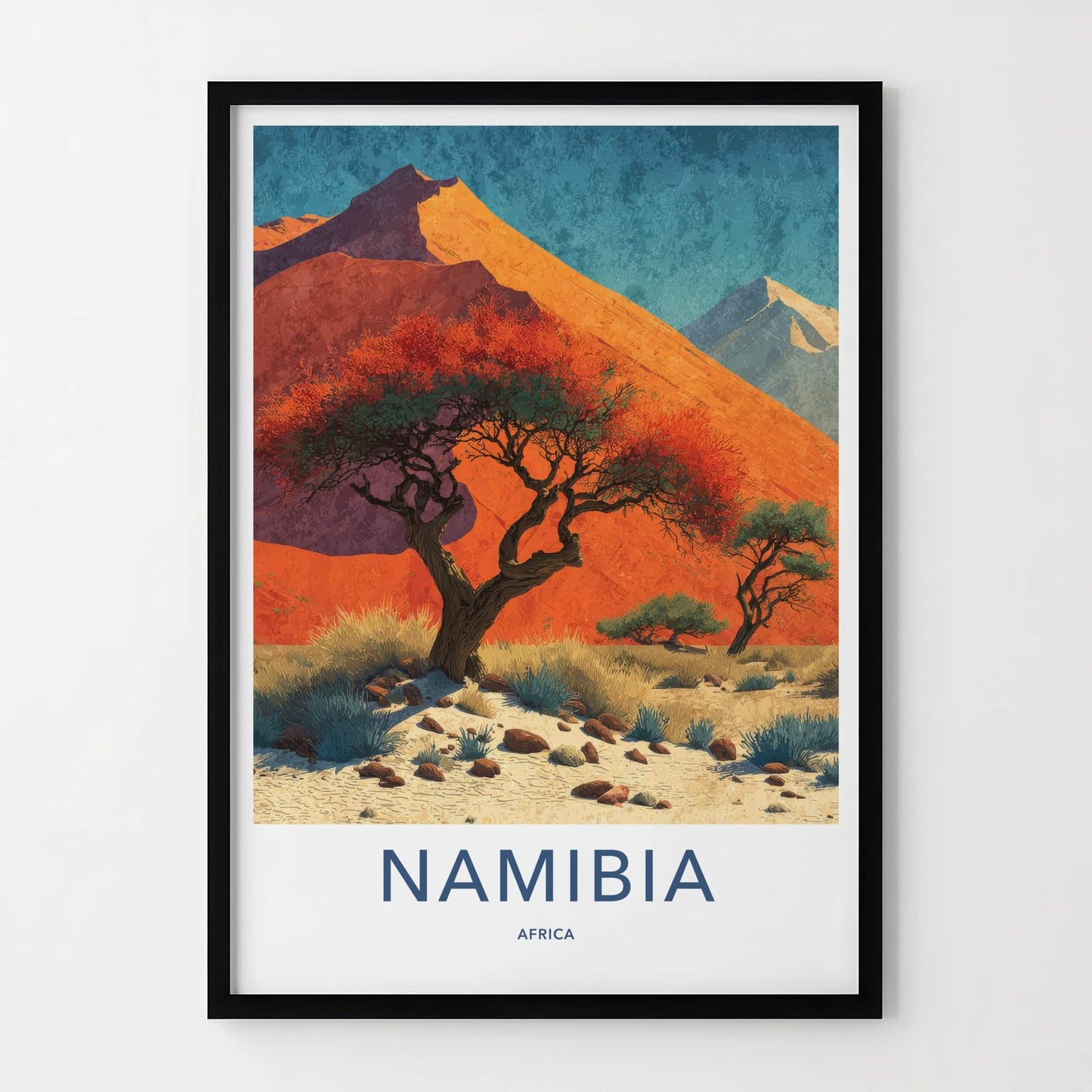 Namibia Poster - Africa Travel Art - Vibrant Desert Scene Home Decor