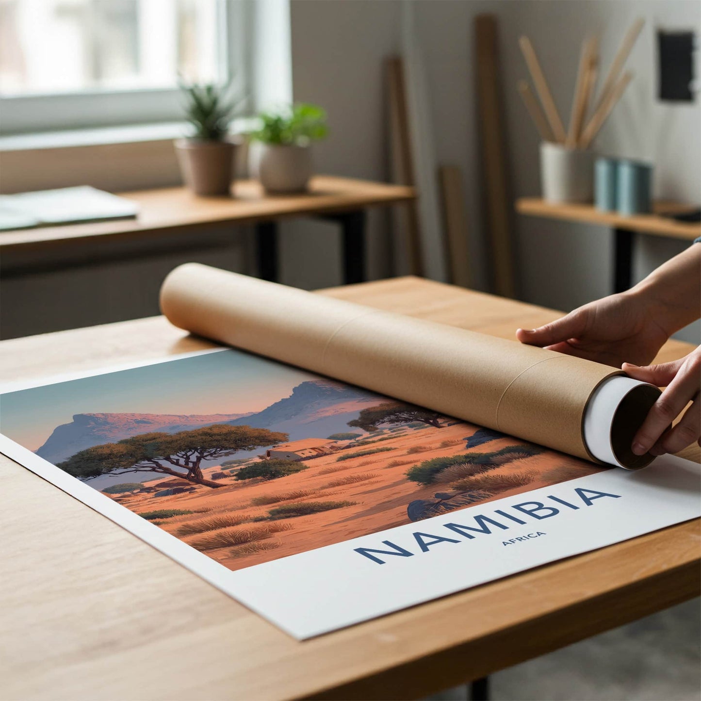 Namibia Poster - Namibia Travel Art - Desert Outback Cabin Wall Decor