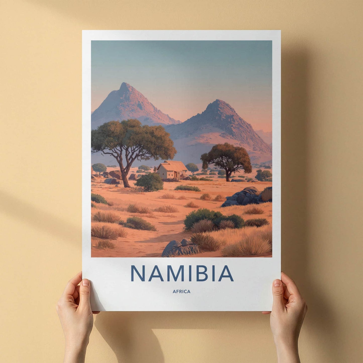 Namibia Poster - Namibia Travel Art - Desert Outback Cabin Wall Decor