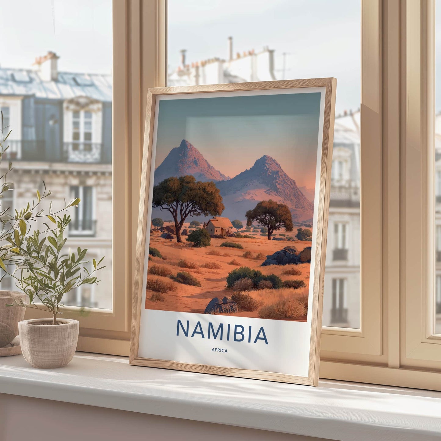 Namibia Poster - Namibia Travel Art - Desert Outback Cabin Wall Decor