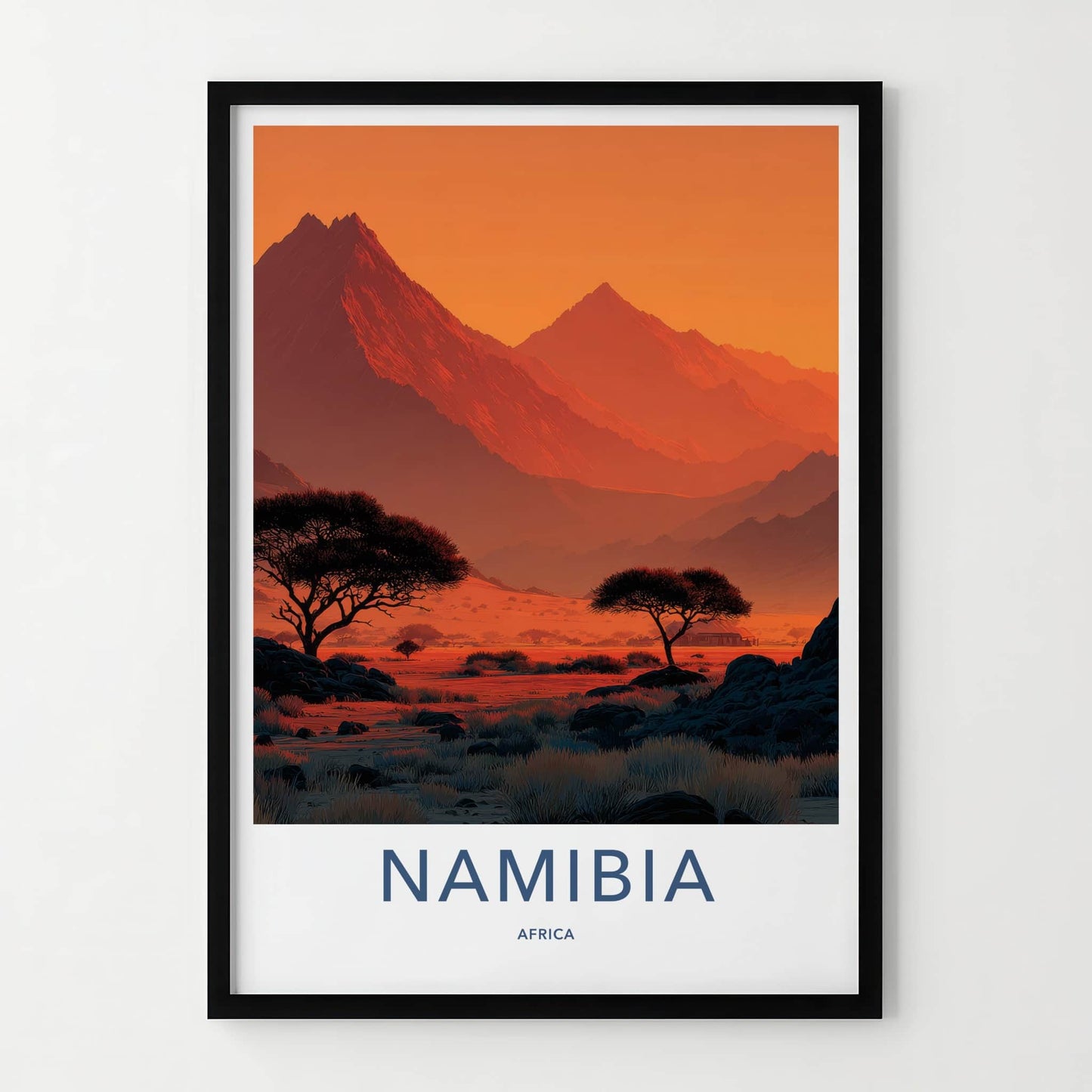 Namibia Poster - Sunset Travel Art - Arid Landscape Sunset Home Decor