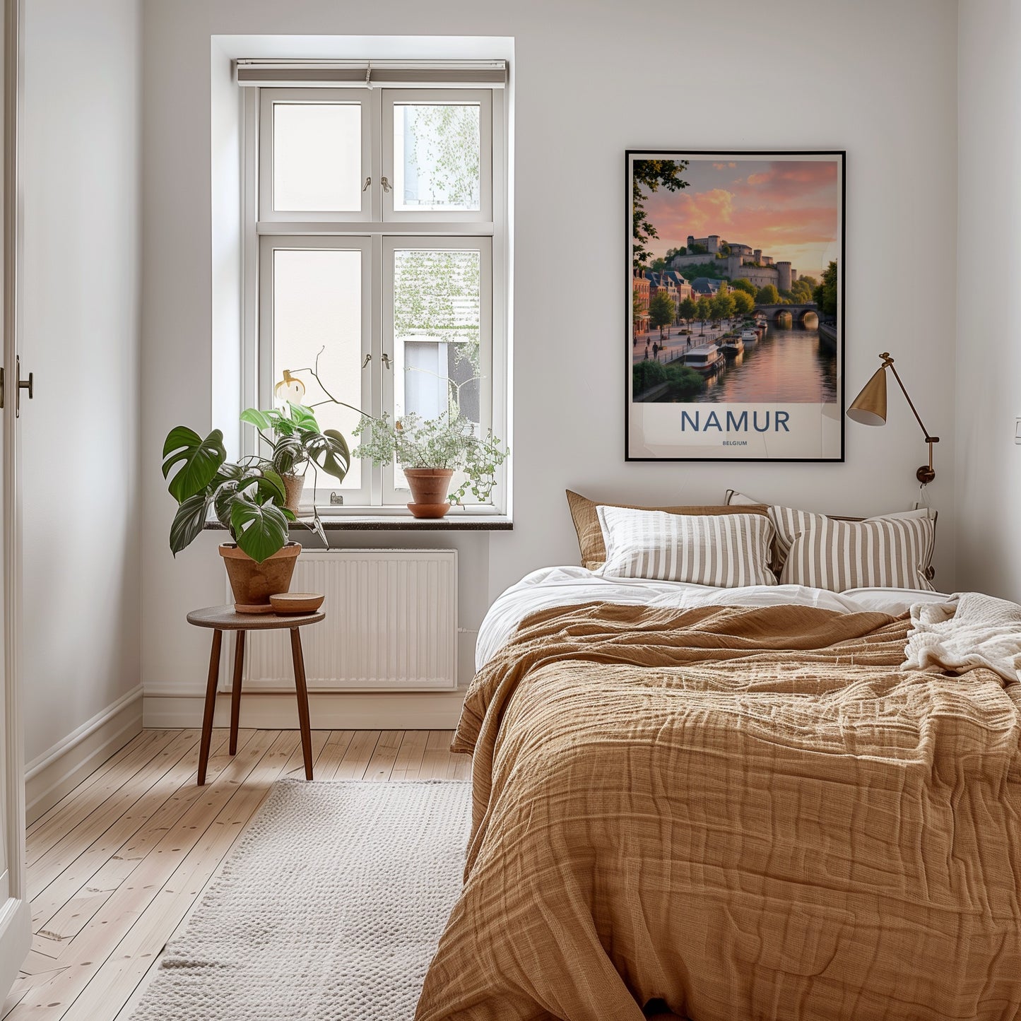 Namur Poster - Belgium Travel Art - Castle River Sunset Home Decor