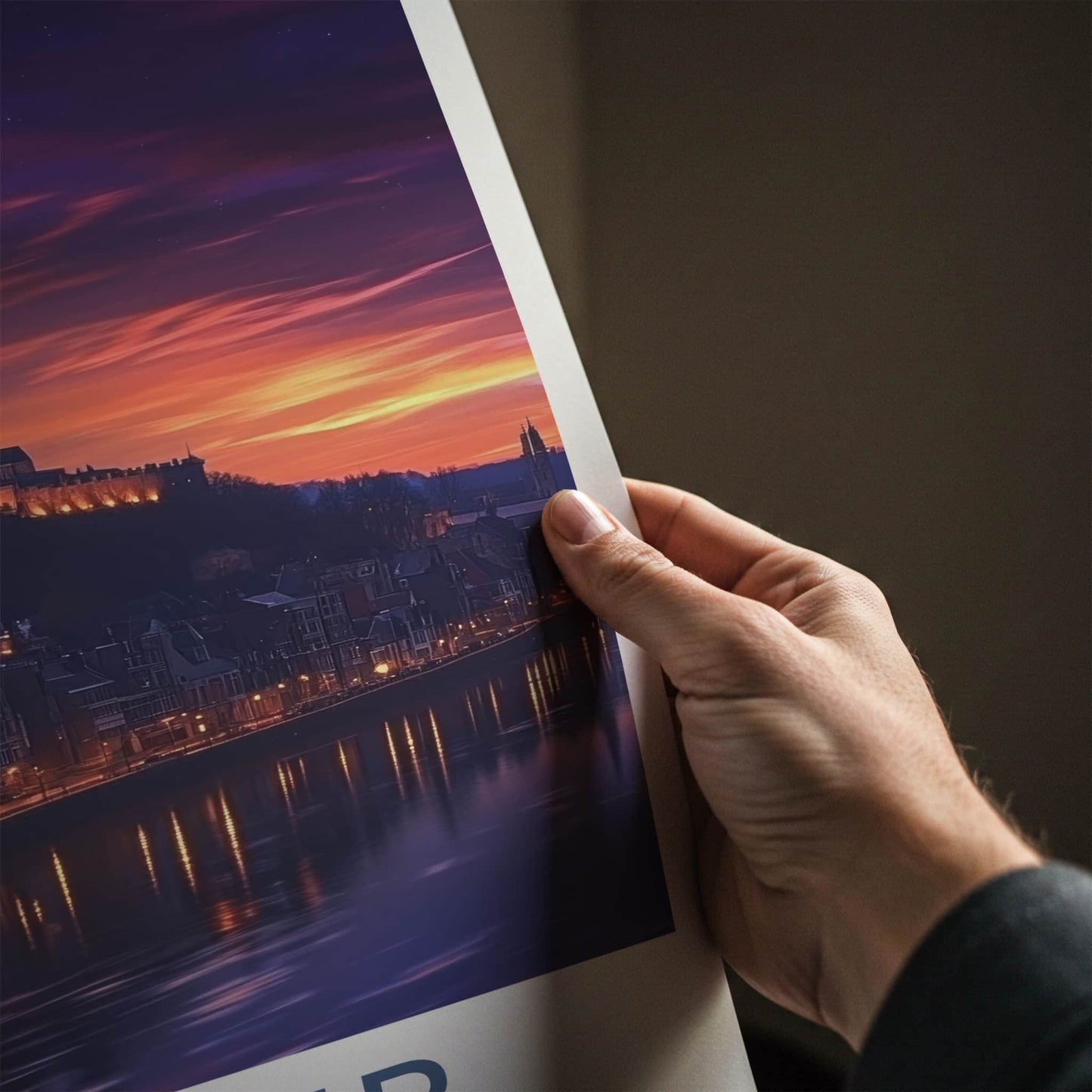 Namur Poster - Belgium Travel Art - Castle Twilight Glow Wall Decor