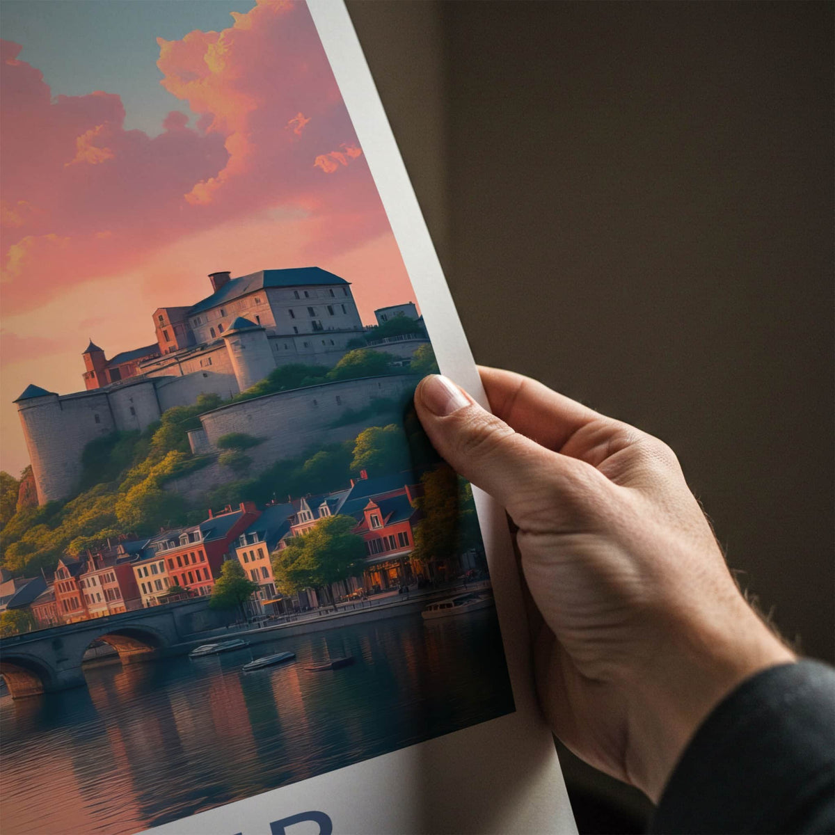 Namur Poster - Belgium Travel Art - Historic River Sunset Home Decor