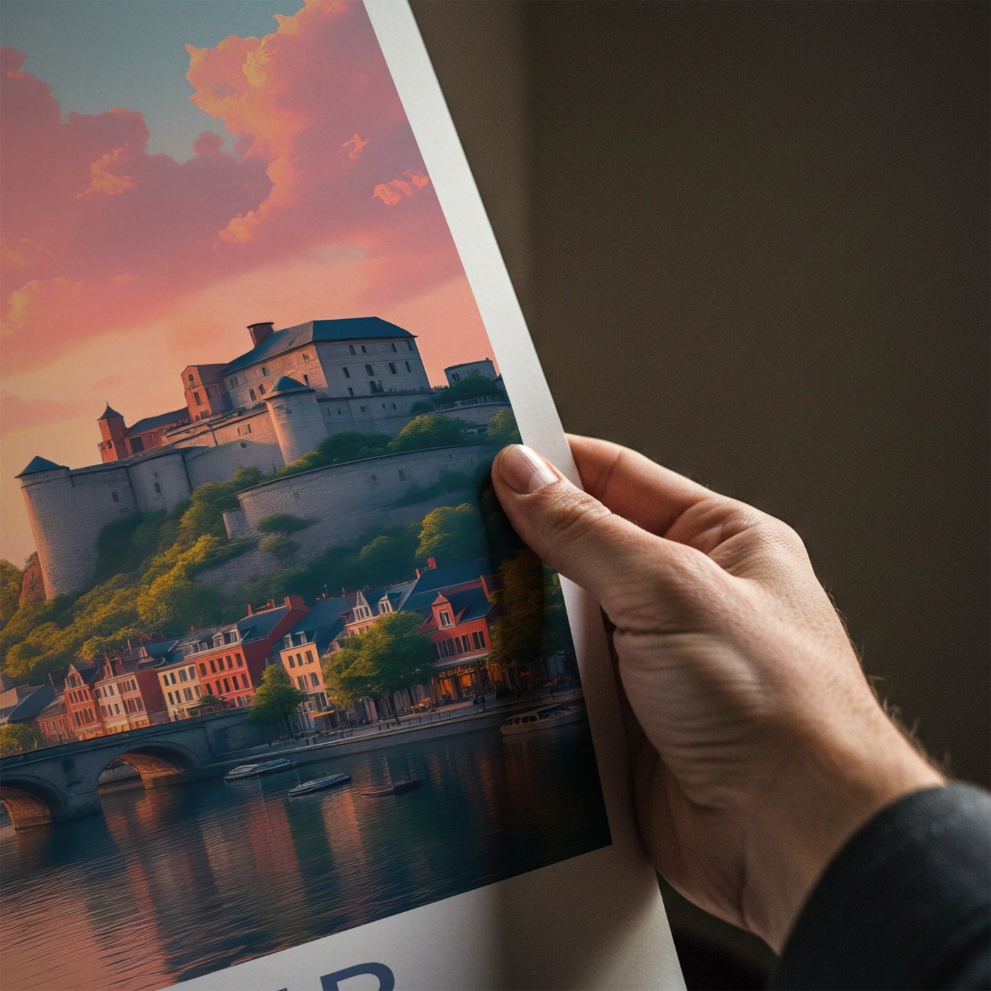 Namur Poster - Belgium Travel Art - Historic River Sunset Home Decor